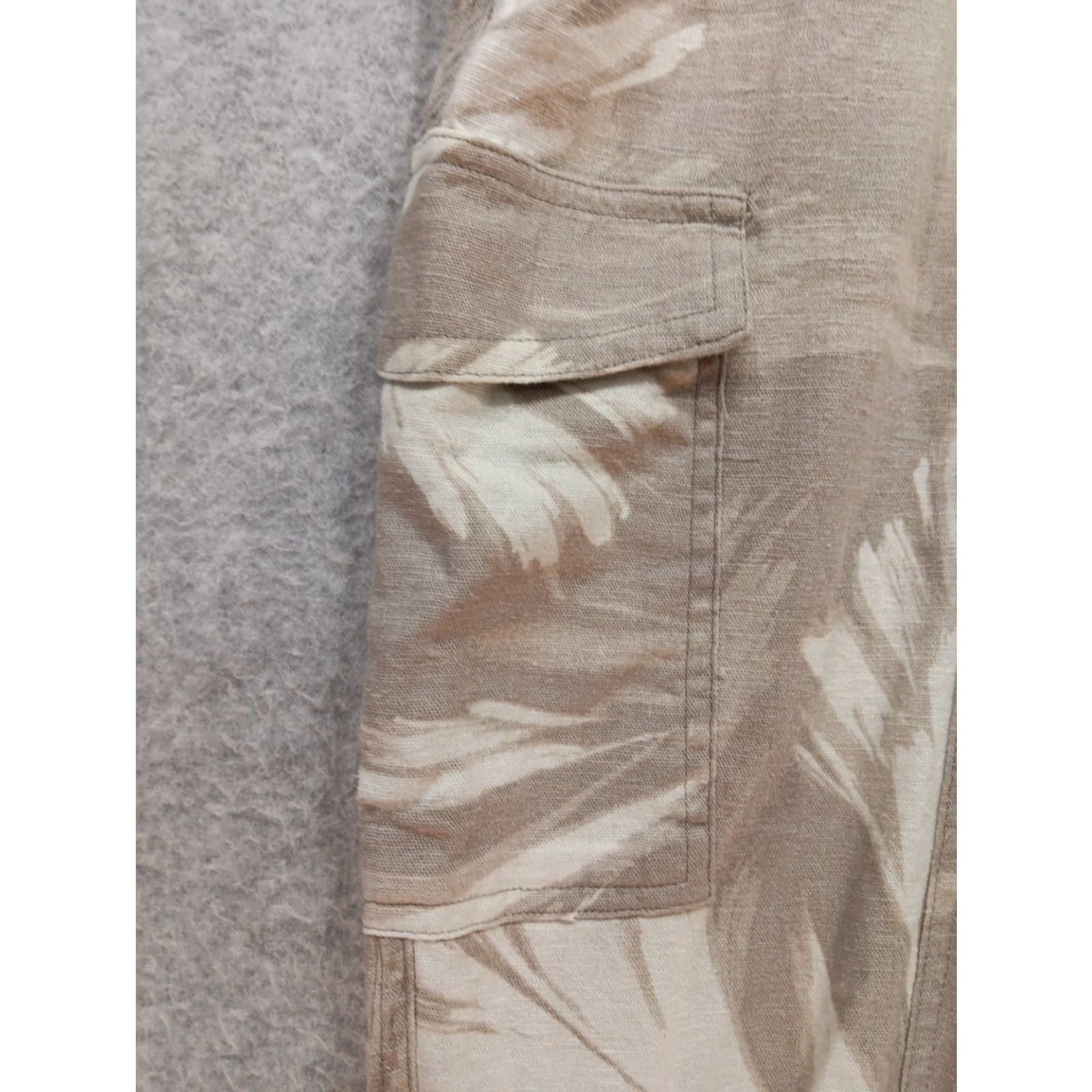 Vintage VINTAGE Cupio Pants XL Brown Linen Blend Lagenlook Wide Leg Floral Relaxed Pockets Size 40" / US 18 - 5 Thumbnail