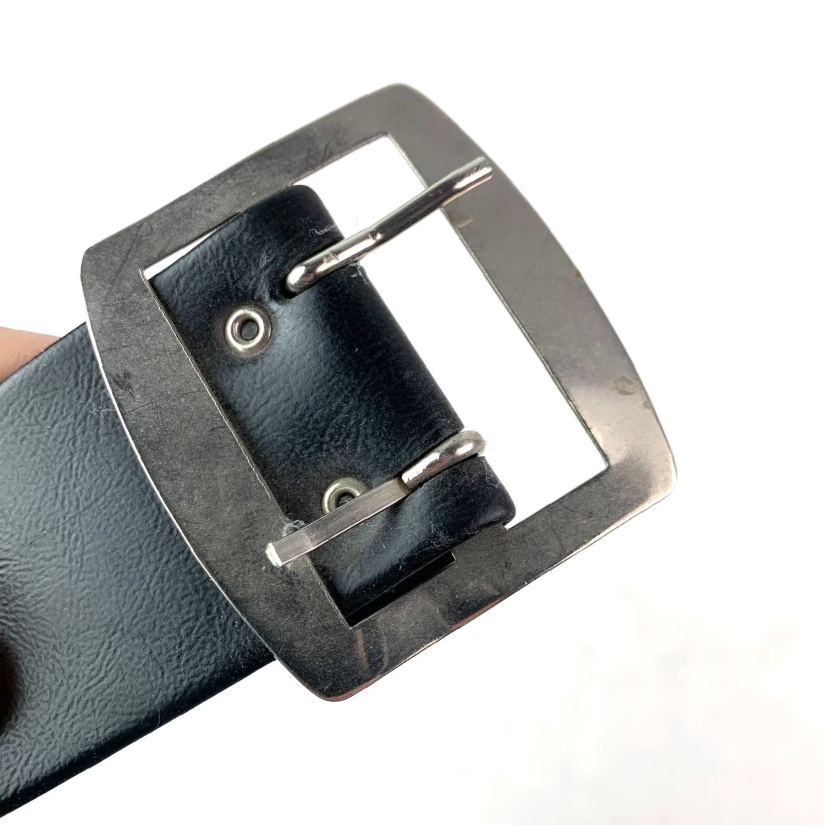 Vintage Vintage 80s 90s Goth Faux Leather Belt Silver Grommet Detail Size 9 Size ONE SIZE - 3 Thumbnail