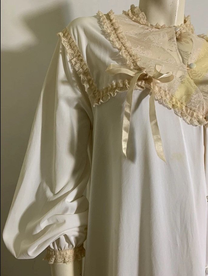 Vintage VTG 1970s Ivory Lace Trim Nightgown and Robe Size S / US 4 / IT 40 - 6 Thumbnail