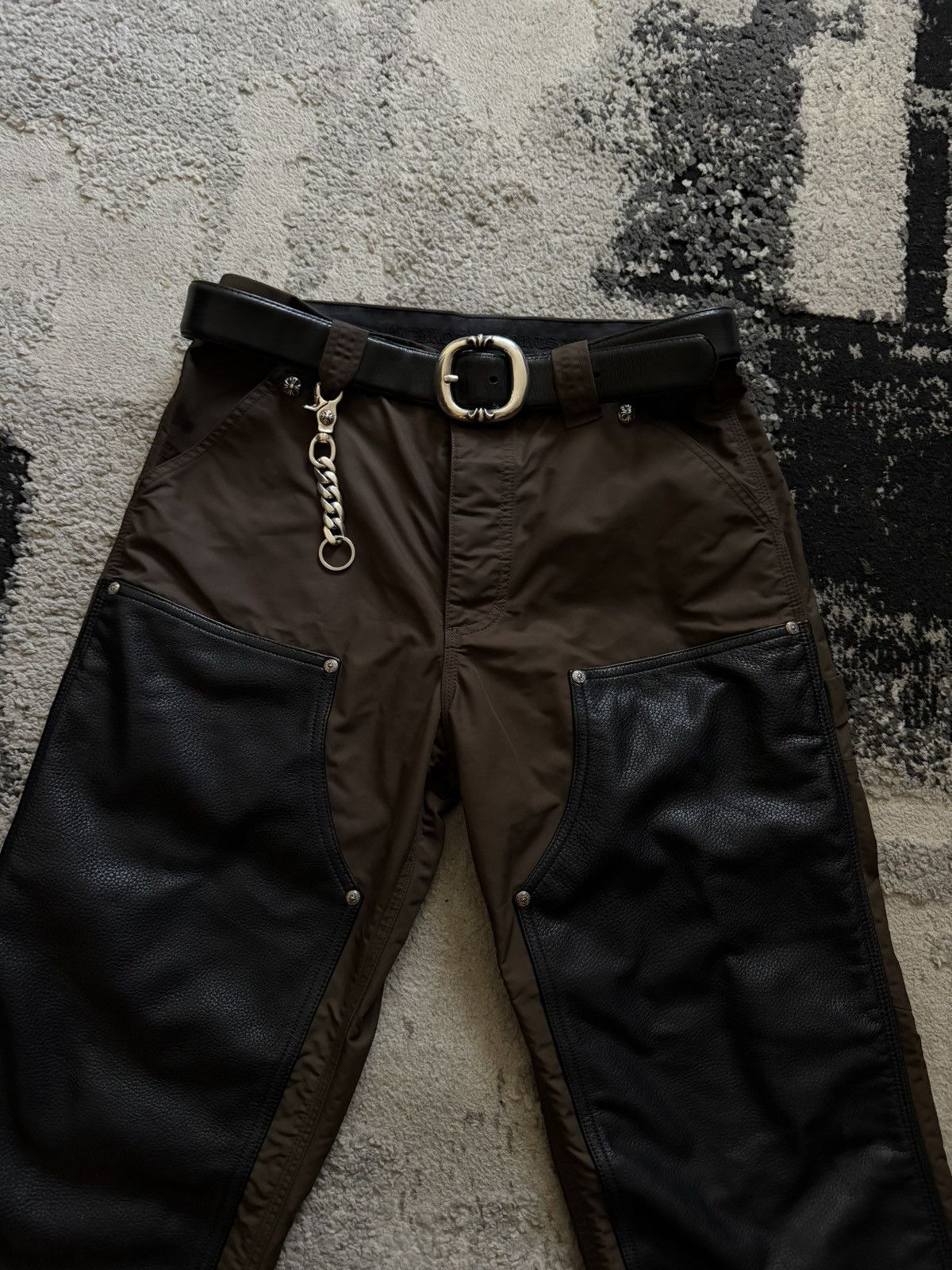 Chrome Hearts Chrome Hearts Brown Leather Double Knee Carpenter Pants Size US 29 - 1 Thumbnail