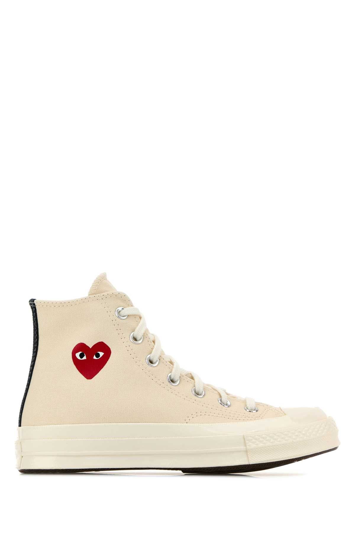 Comme des Garcons PLAY Ivory Canvas Comme Des Garã§Ons X Converse Sneakers Size US 5 / EU 37 - 1 Thumbnail