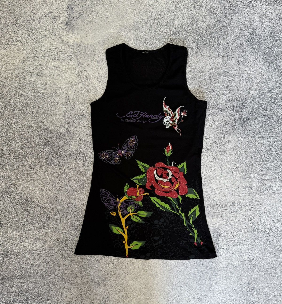 Ed Hardy Ed Hardy Dress Tattoo Roses Butterflies Skull Y2K Stretch Size S / US 4 / IT 40 - 4 Thumbnail