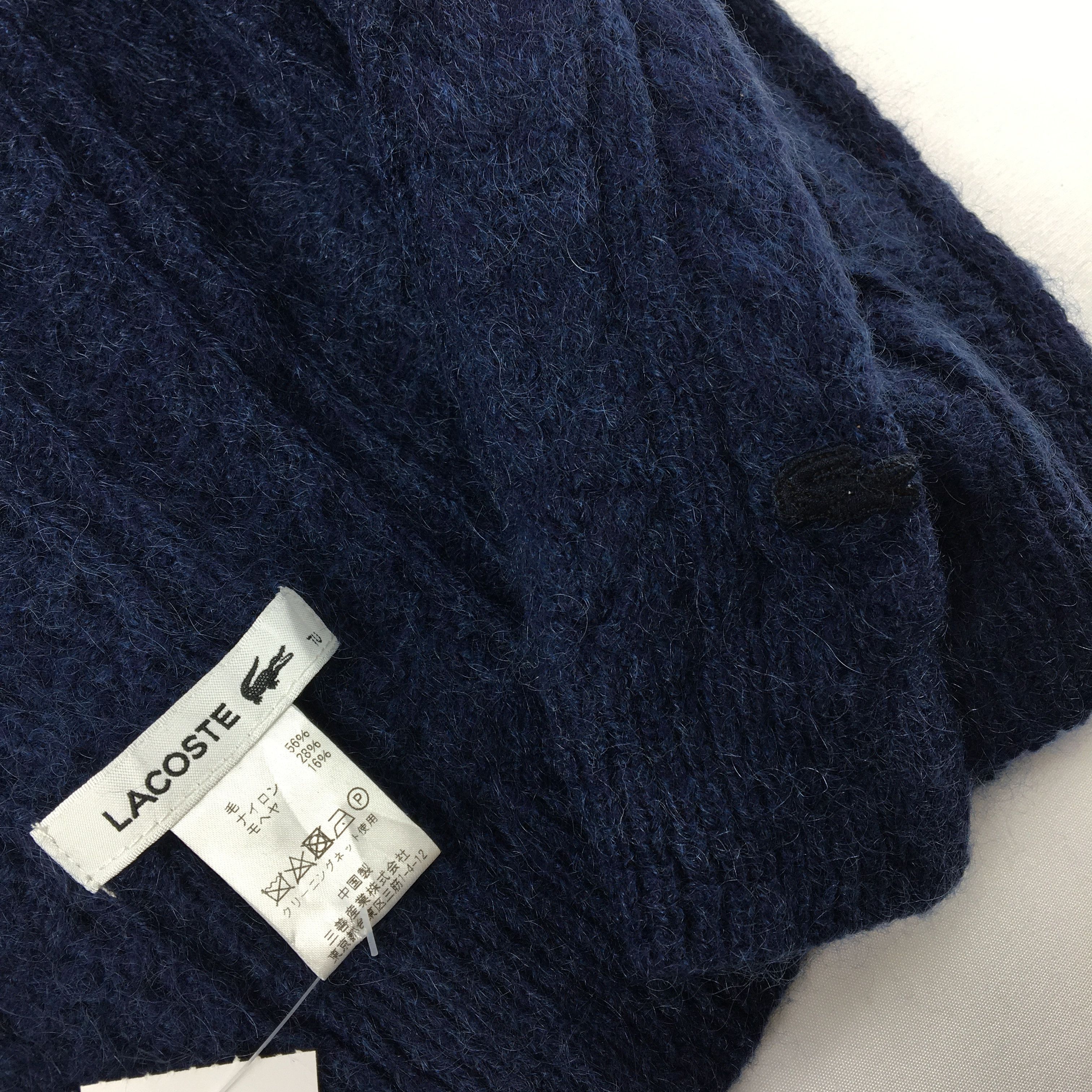 Lacoste Vintage Lacoste Scarf Cable Knitted Muffler Wool Scarves Size ONE SIZE - 4 Thumbnail