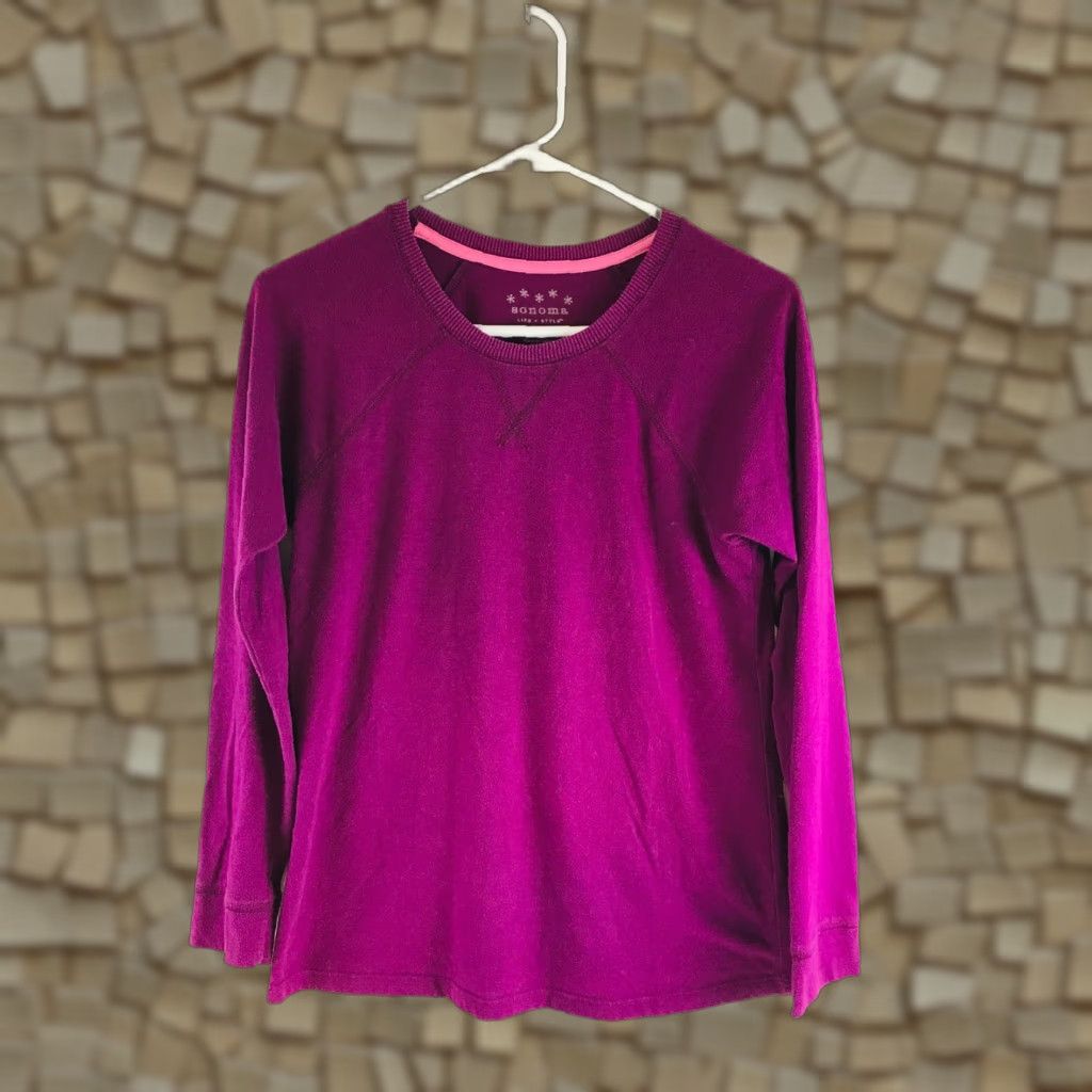 Vintage Sonoma Shirt Women's Size Small Solid Purple V-neck Long Sleeve *life+style* Size S / US 4 / IT 40 - 1 Thumbnail