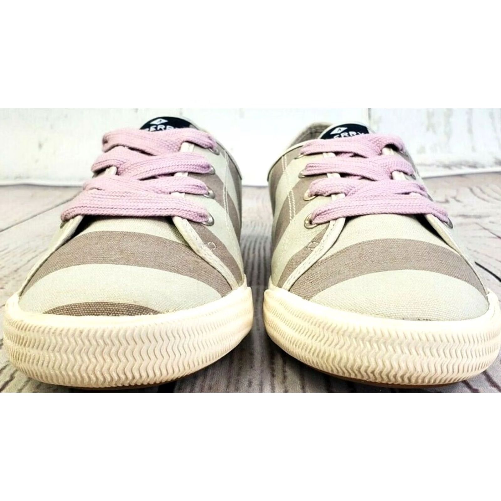 Sperry Sperry Lounge LTT Women’s 6 M Light Blue Gray Striped Canvas Slip-On Sneakers Size US 6 / IT 36 - 2 Thumbnail