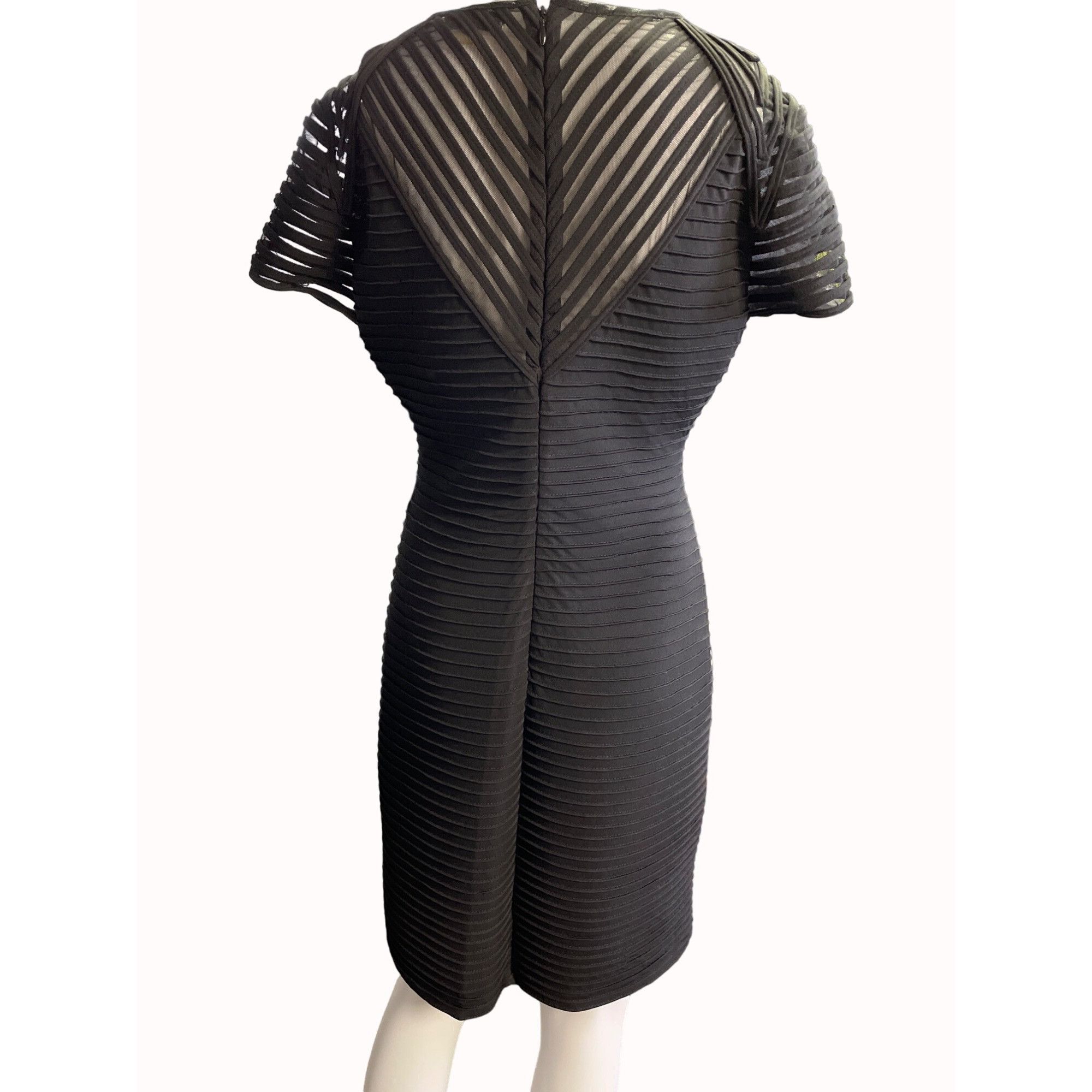 Calvin Klein Calvin Klein Women's Black Body Forming Dress/ Midi V Plunge Size L / US 10 / IT 46 - 3 Thumbnail