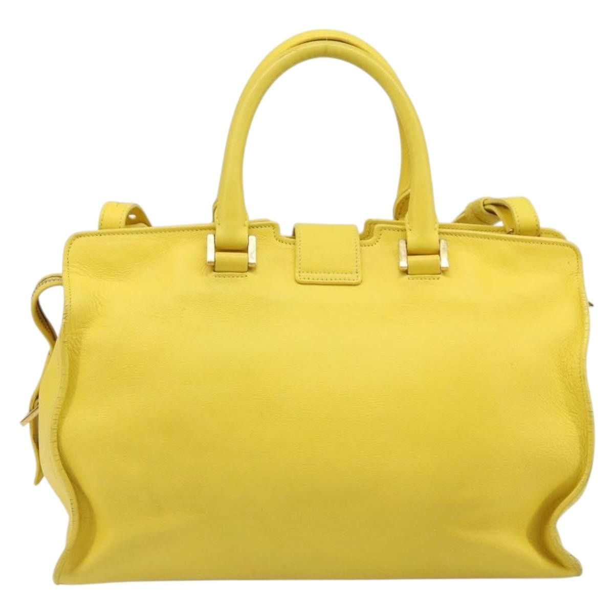 Saint Laurent Paris SAINT LAURENT Baby Cabas Hand Bag Leather 2way Yellow Gold Size ONE SIZE - 2 Thumbnail