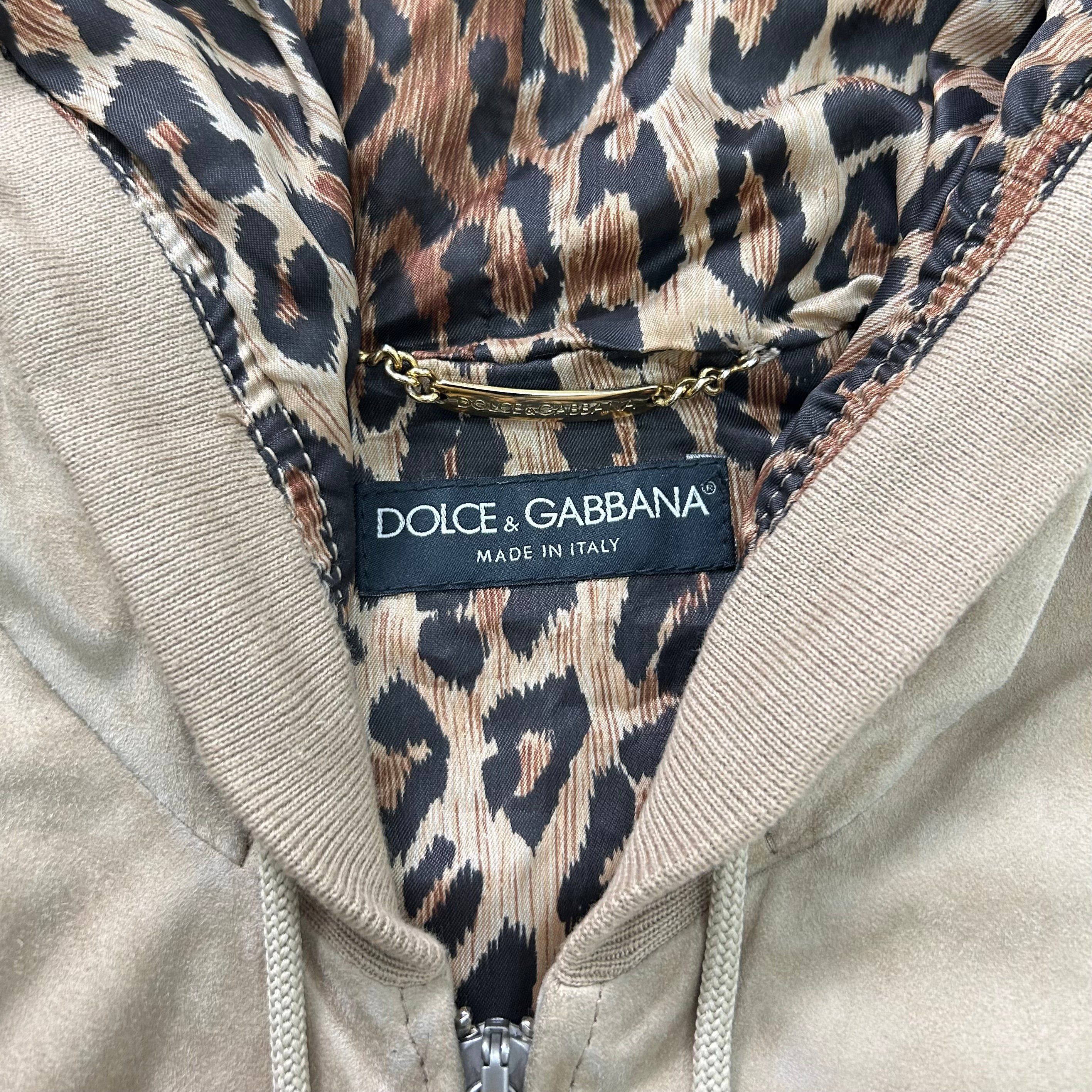 Dolce & Gabbana Dolce & Gabbana 2000s Cropped Camel Beige Suede Zip Hoodie Size XS / US 0-2 / IT 36-38 - 4 Thumbnail
