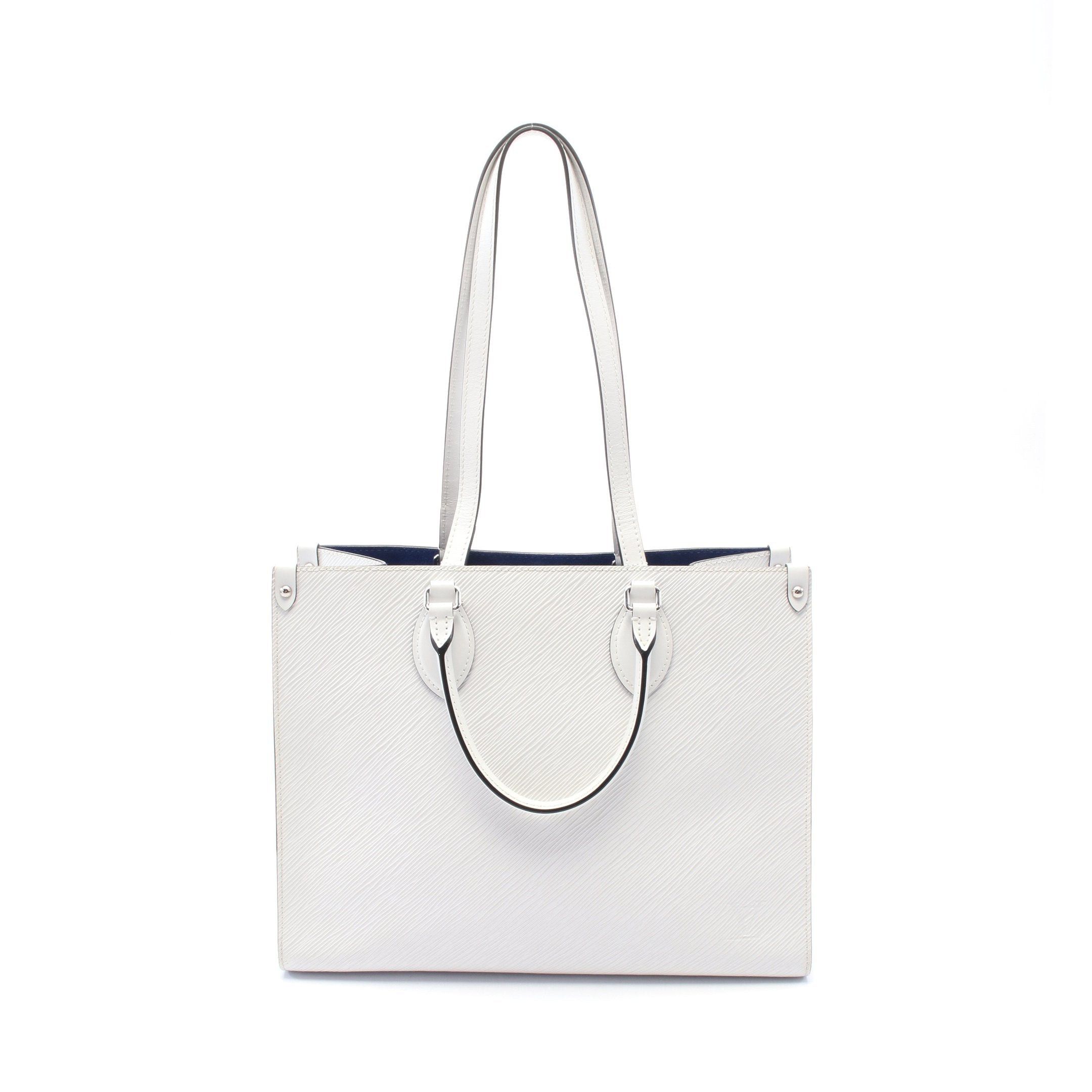 Louis Vuitton On-The-Go Mm Epi Shoulder Bag Tote Leather White