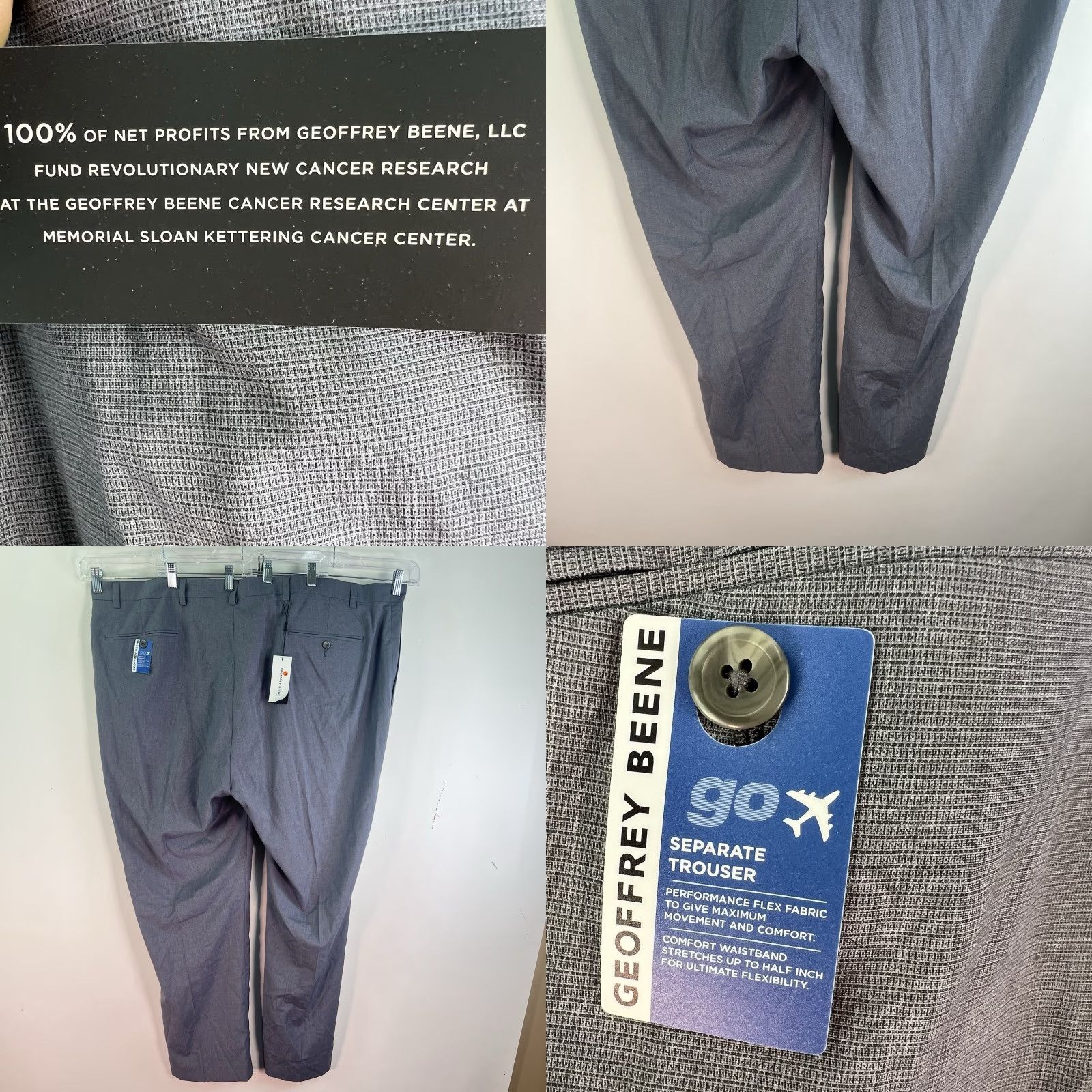 Geoffrey Beene VINTAGE N/A? Geoffrey Bean Performance Flex Pant Mens 52 Gray Check Dress Pants Regular 52x33 Gray Check Geoffrey Bean Mens Pants Size US 36 / EU 52 - 8 Thumbnail