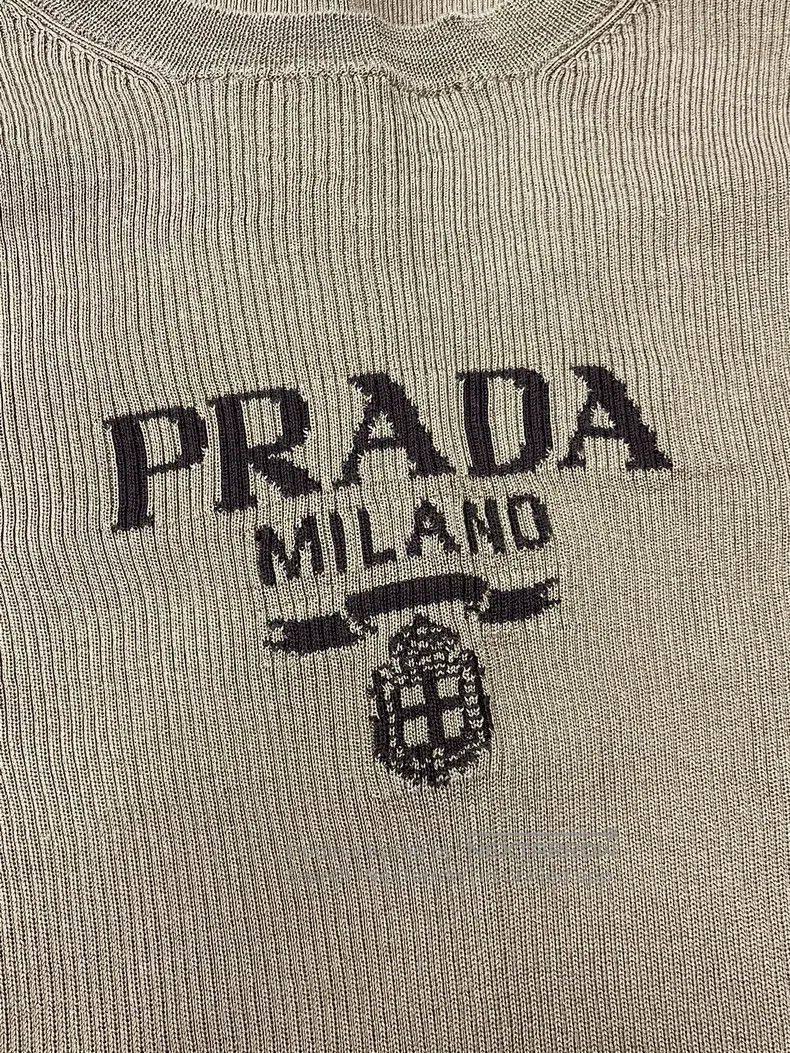 Prada Prada Khaki letter Logo knitted long sleeves Size S / US 4 / IT 40 - 2 Thumbnail