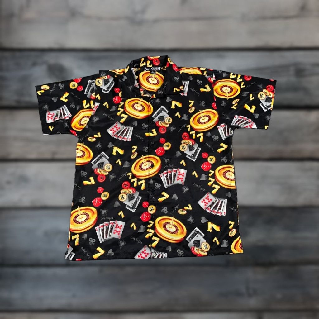 Vintage VINTAGE Steve & Barry's Shirt Adult Large Black AOP Geometric Gambling Pattern Shirt Mens Large Black Pattern Size US L / EU 52-54 / 3 - 1 Thumbnail