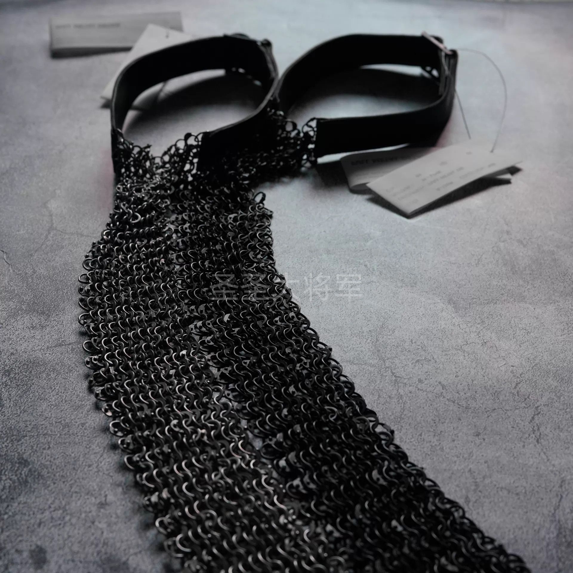 Deepti Deepti Black Horsehide Tie with Iron Ring (Adjustable) Size ONE SIZE - 4 Thumbnail