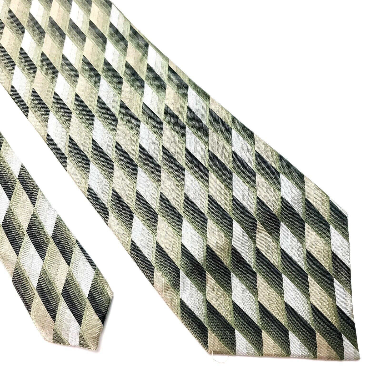 Van Heusen Van Heusen Silk Tie Green Beige Print Wide Size ONE SIZE - 1 Thumbnail