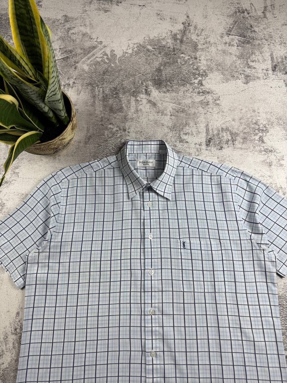 Yves Saint Laurent Yves Saint Laurent YSL Paris Blue Men’s XL Size Checked Basic Button Blank Shirt Size US XL / EU 56 / 4 - 4 Thumbnail