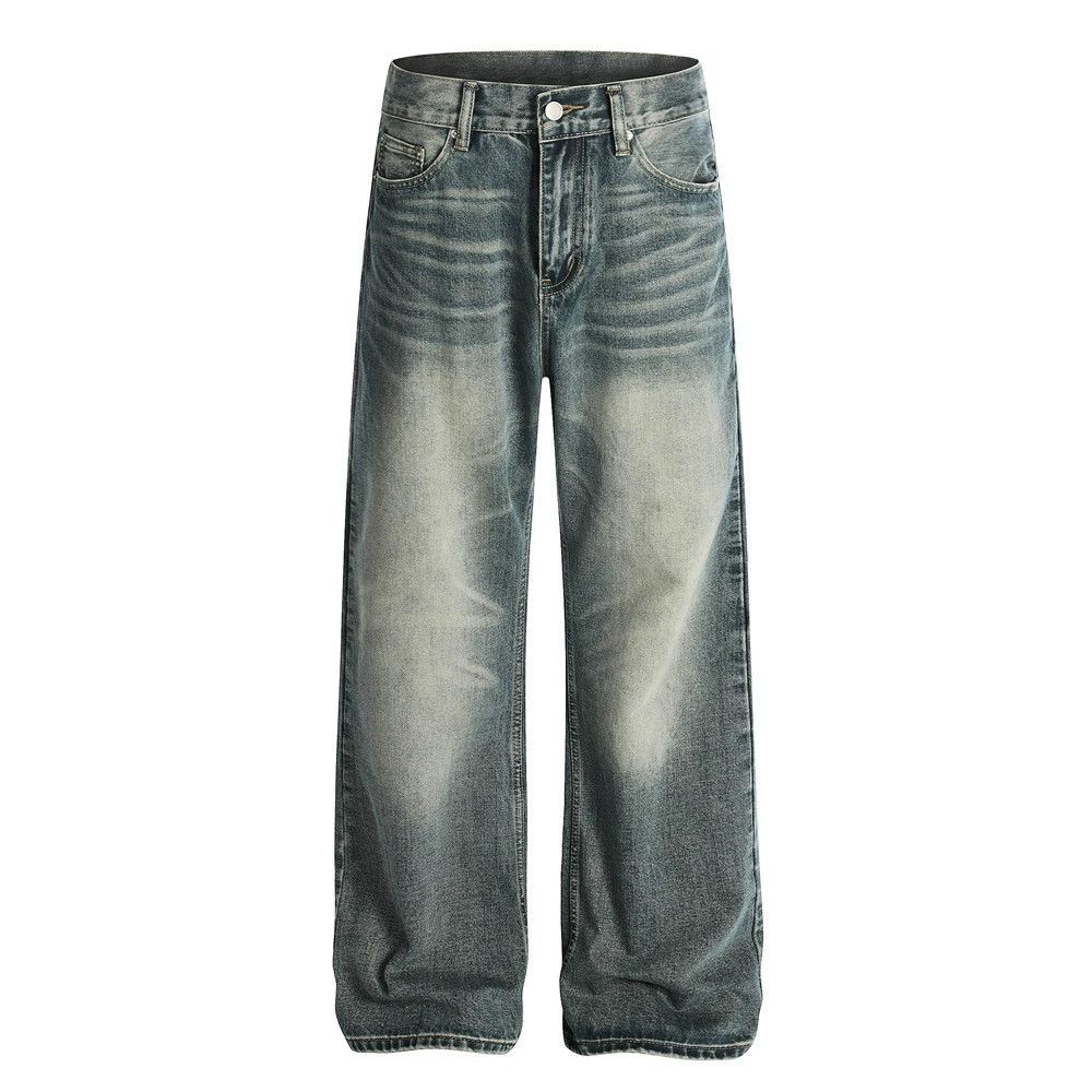 Vintage Men's retro punk washed casual distressed loose jeans Size US 34 / EU 50 - 1 Thumbnail