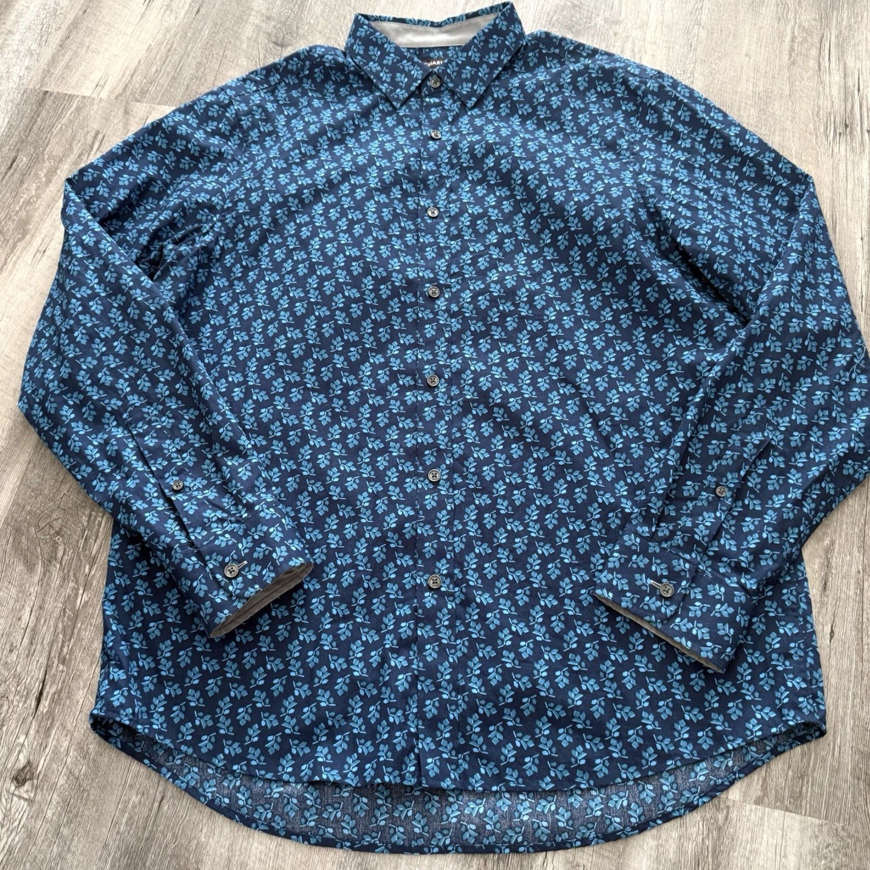 Michael Kors Michael Kors Shirt Mens Large Blue Geometric Print 100% Cotton Classic Fit Size US L / EU 52-54 / 3 - 3 Thumbnail