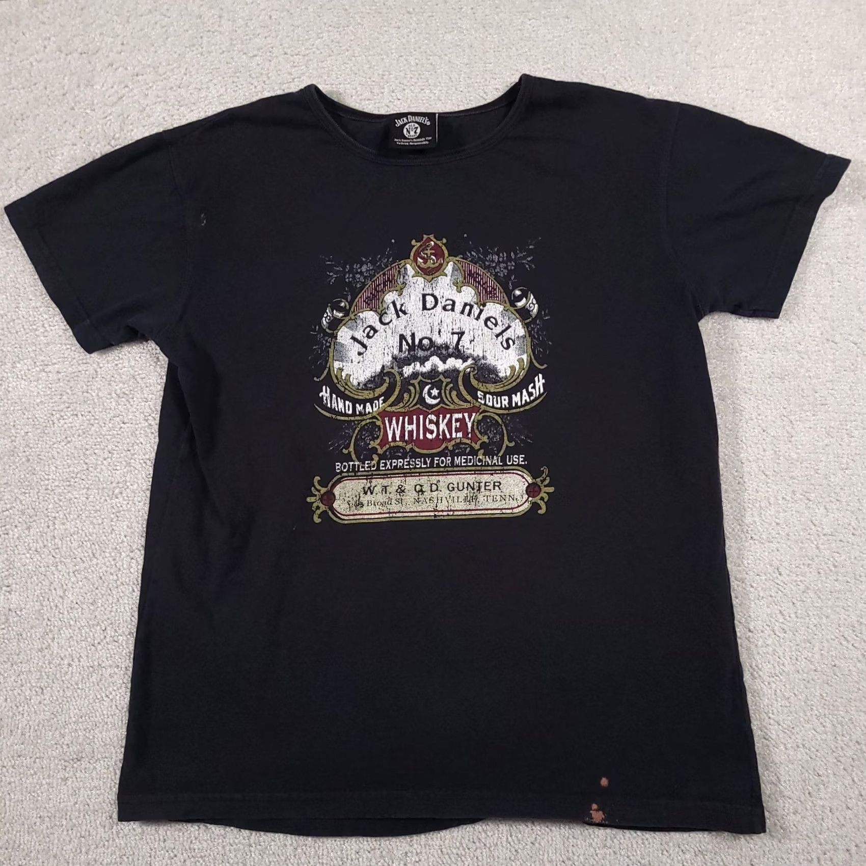 J Brand VINTAGE Jack Daniels Old No 7 Brand Graphic T-Shirt Women's Large Black Whisky Grunge Ladies Shirt Size L / US 10 / IT 46 - 2 Thumbnail