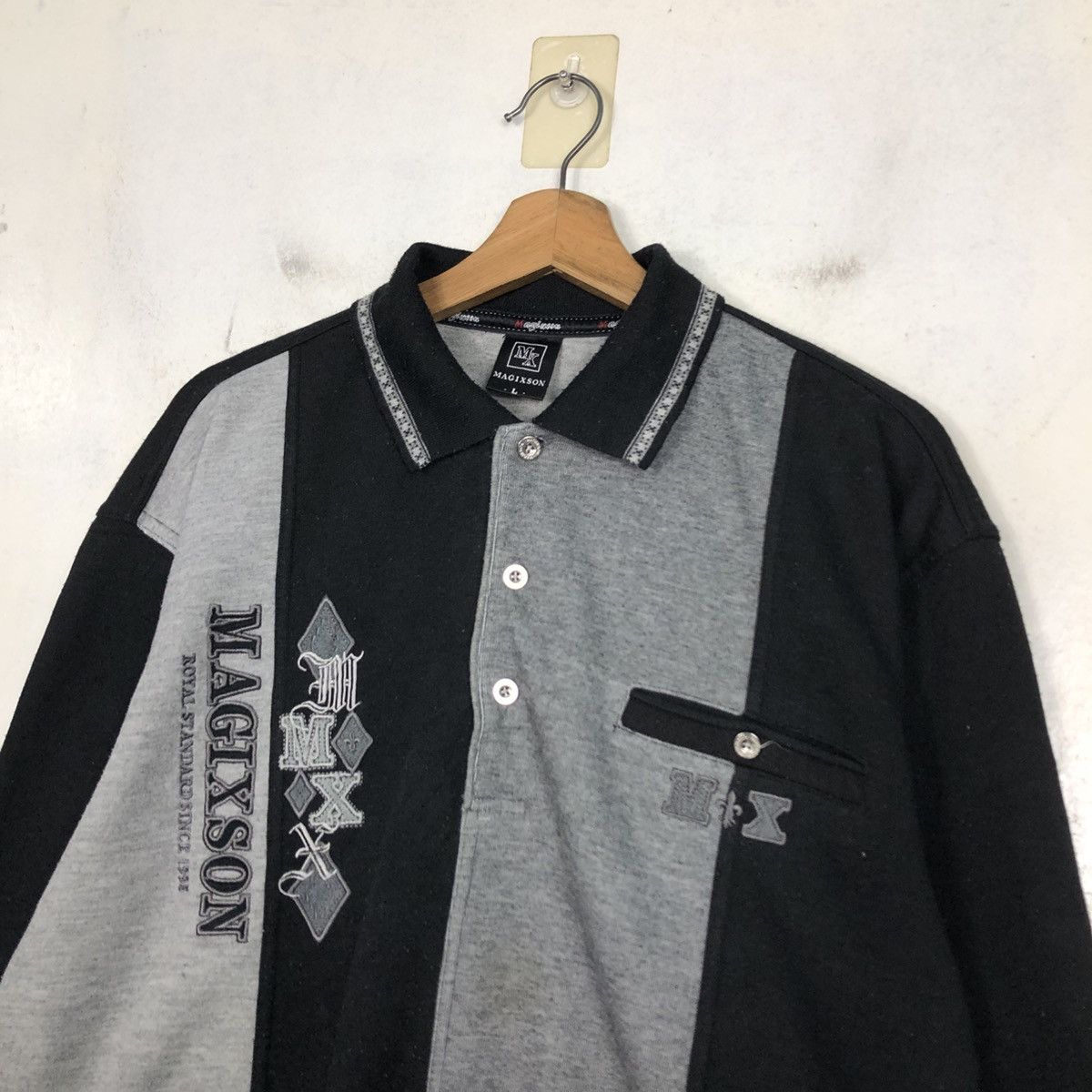 Japanese Brand 📌Vintage Collar Sweatshirt Magixson Big Logo Embroidery Size US L / EU 52-54 / 3 - 10 Thumbnail