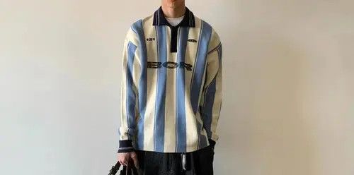 VIBE Kawakami x Miku Vintage Striped Long Sleeve Polo Shirt Size US L / EU 52-54 / 3 - 5 Thumbnail