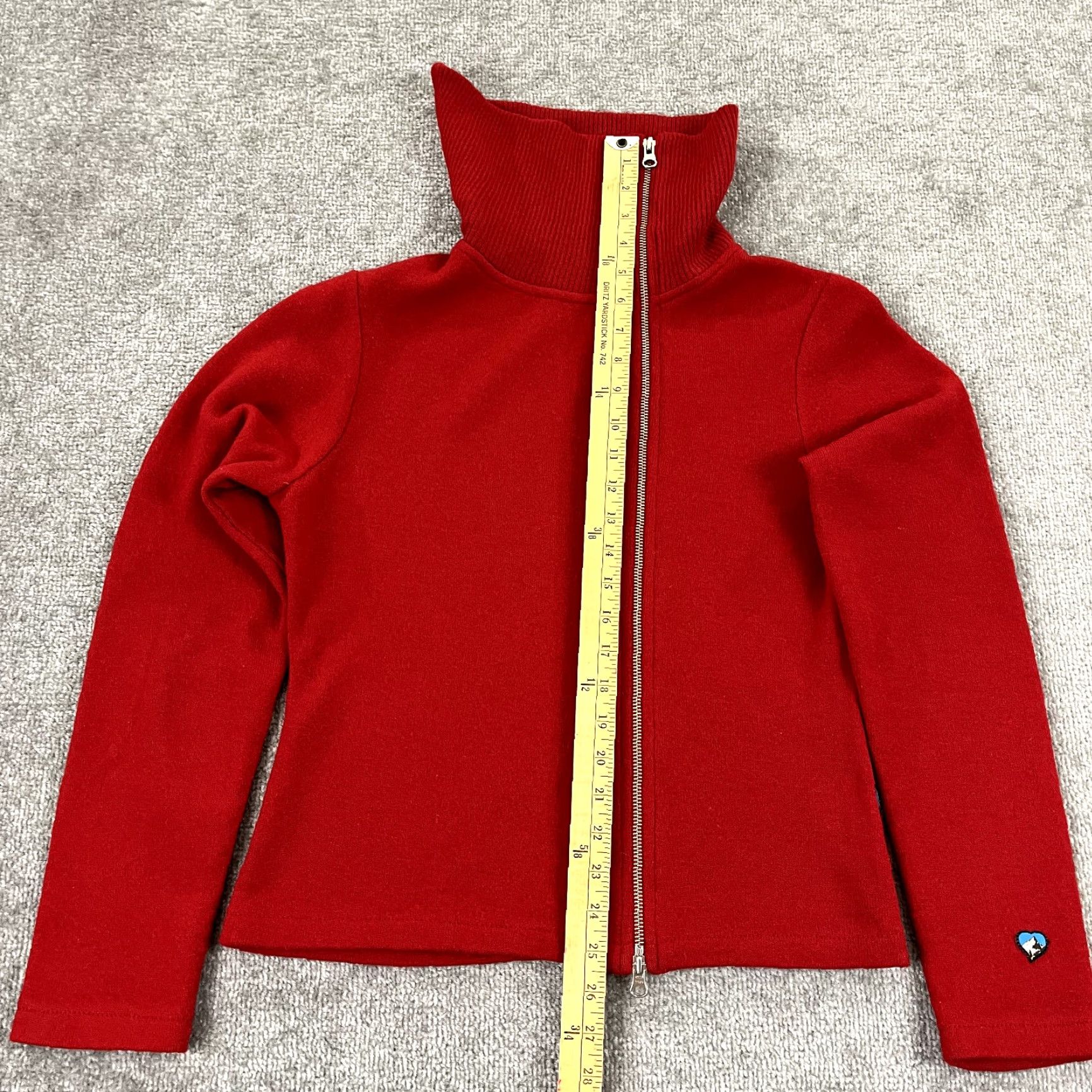 Vintage KUHL Sweater Womens Medium Red Merino Wool Asymmetrical Collar Full Zip Hiking Size M / US 6-8 / IT 42-44 - 4 Thumbnail