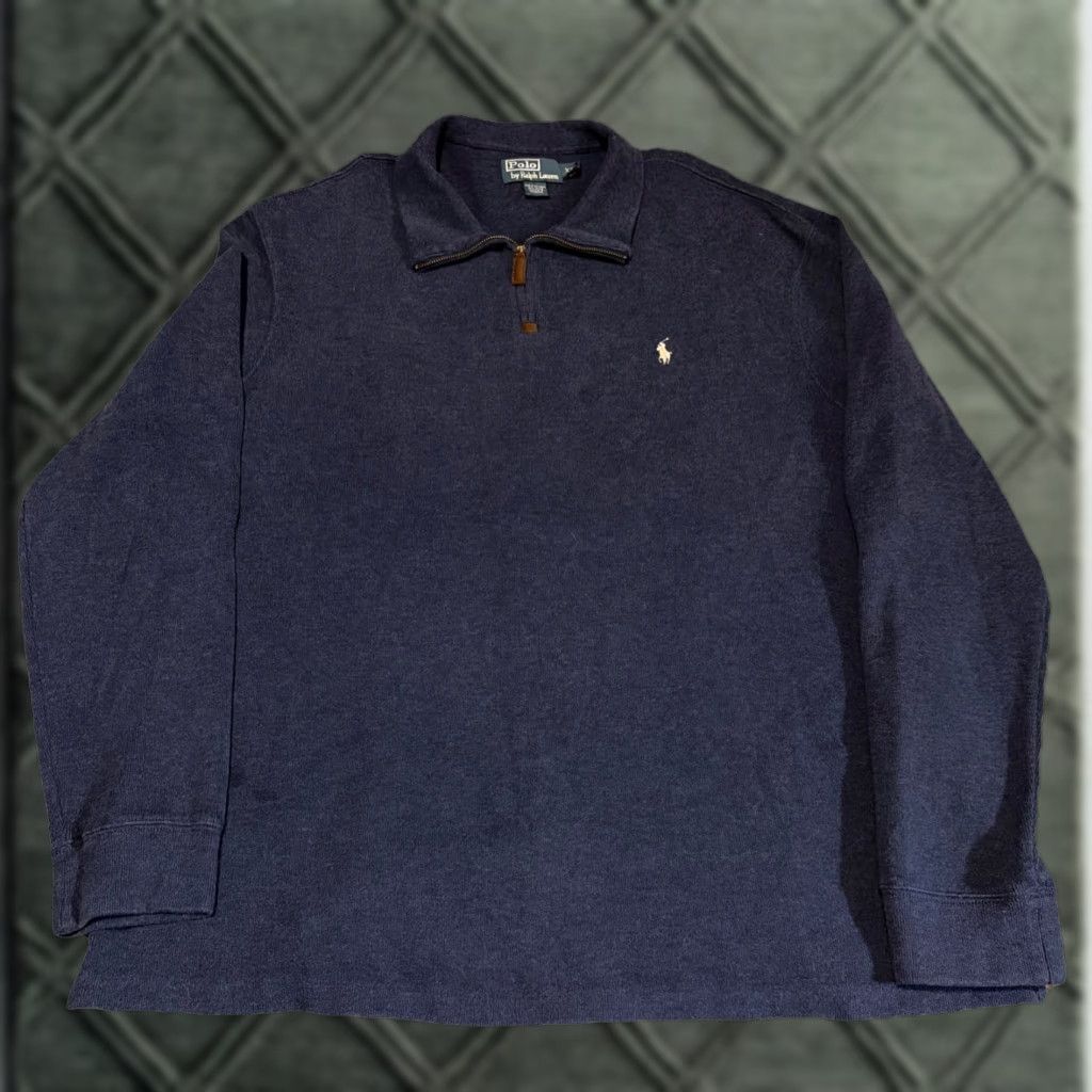 Ralph Lauren VINTAGE Polo Ralph Lauren Navy Blue Quarter Zip Sweater Shirt? Size US XXL / EU 58 / 5 - 1 Thumbnail