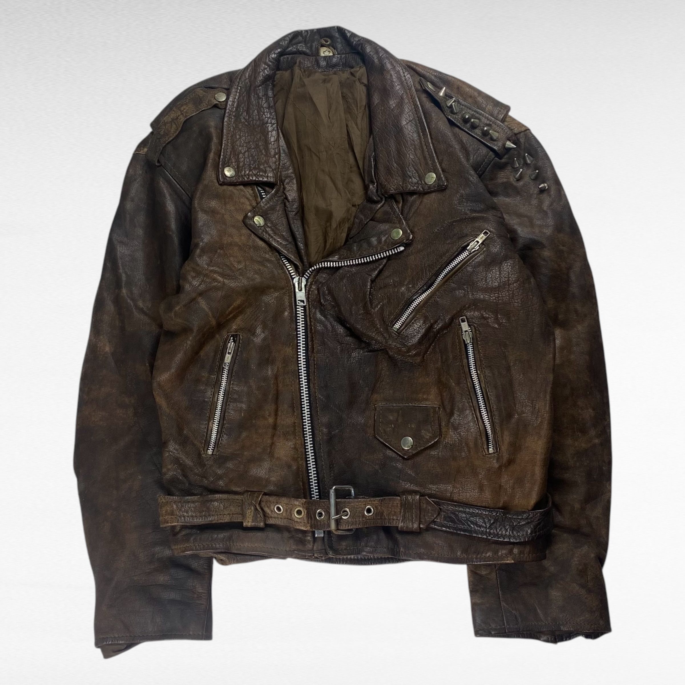 Vintage USED Brown Genuine Leather Double Rider Studs Size M Size US M / EU 48-50 / 2 - 1 Thumbnail