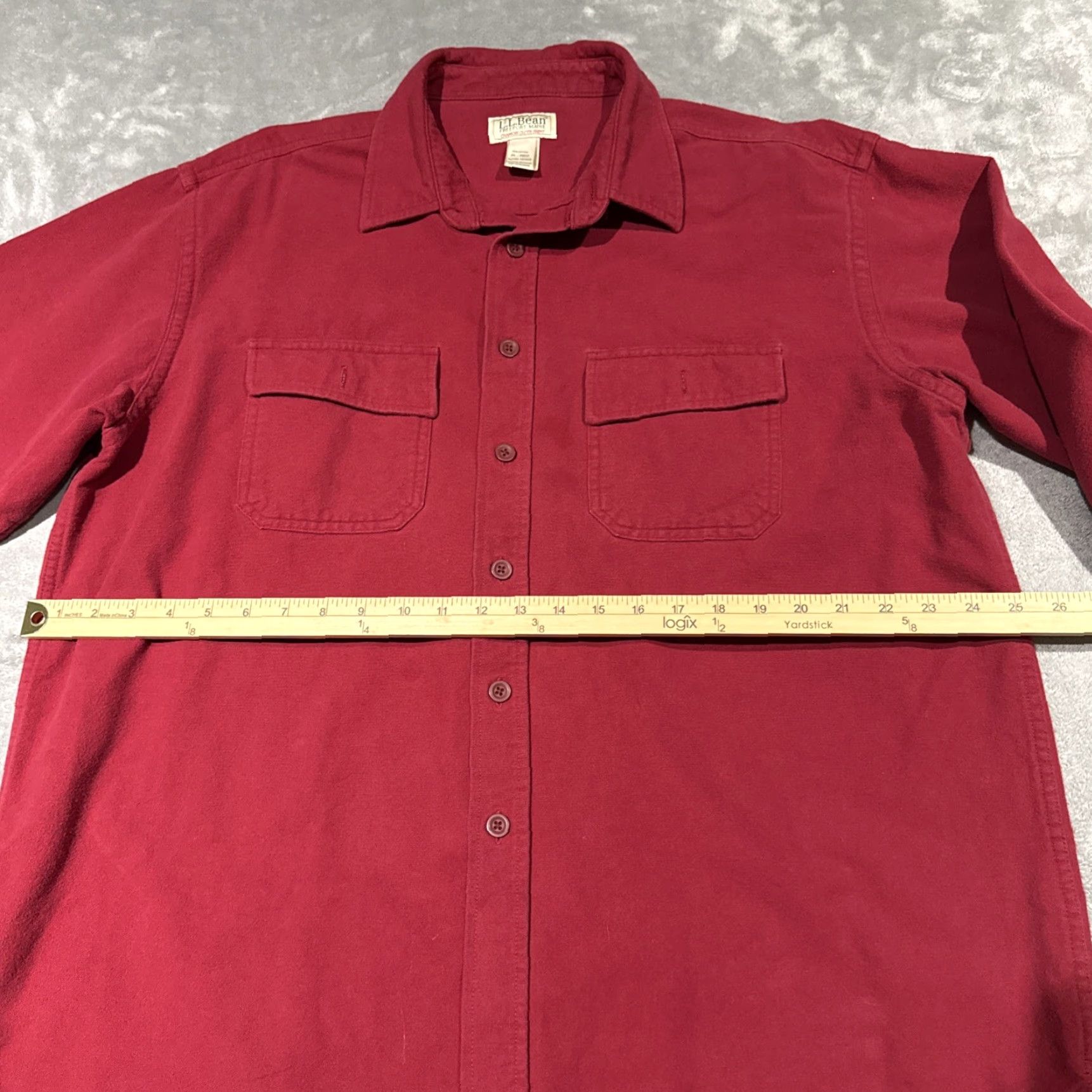 Vintage VINTAGE LL Bean Shirt Mens XL Burgundy Chamois Long Sleeve Button-Up Flannel Heavyweight Size US XL / EU 56 / 4 - 5 Thumbnail