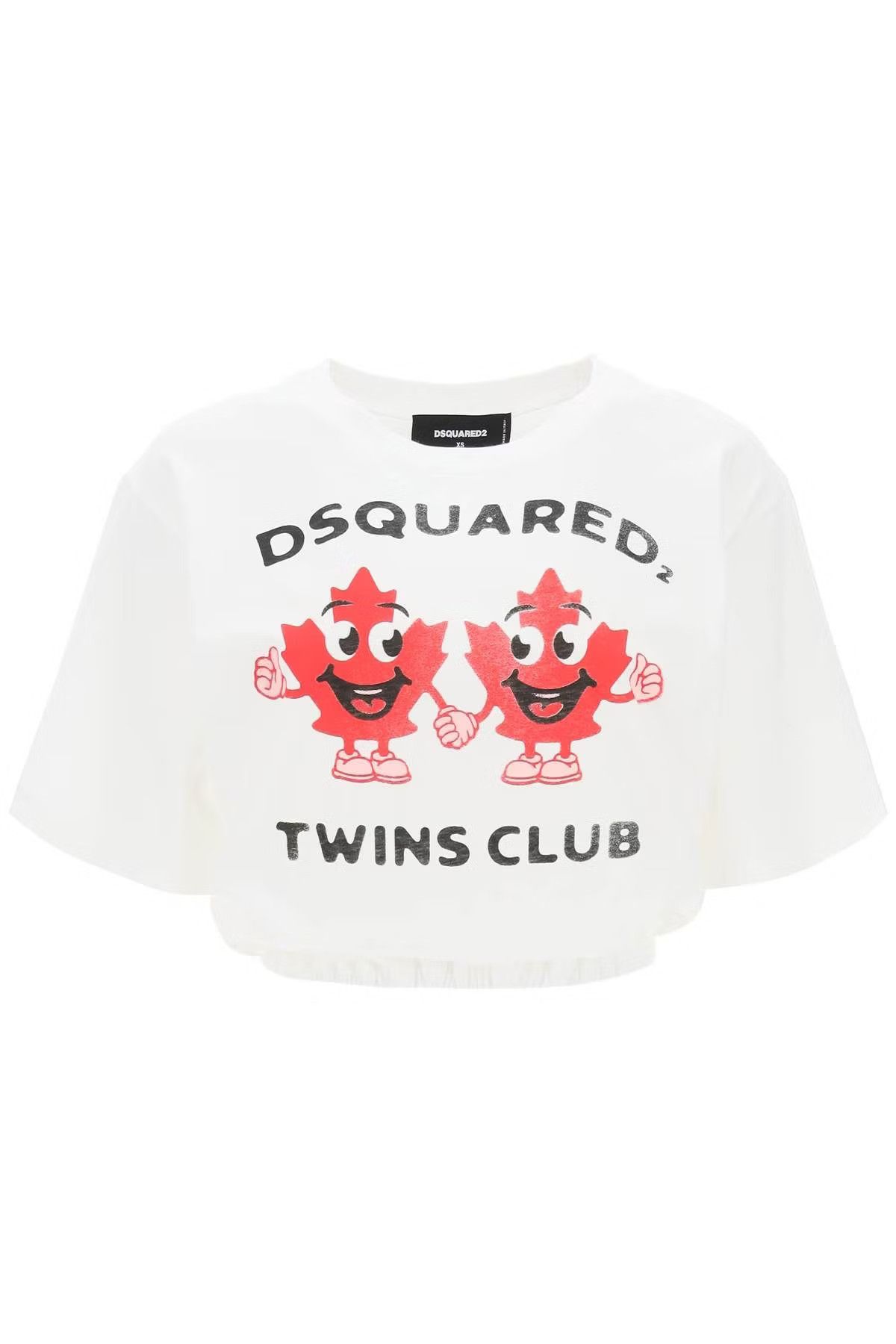 image of Dsquared2 O1S22I1N0424 Cropped T-Shirt In White, Women's (Size XS)