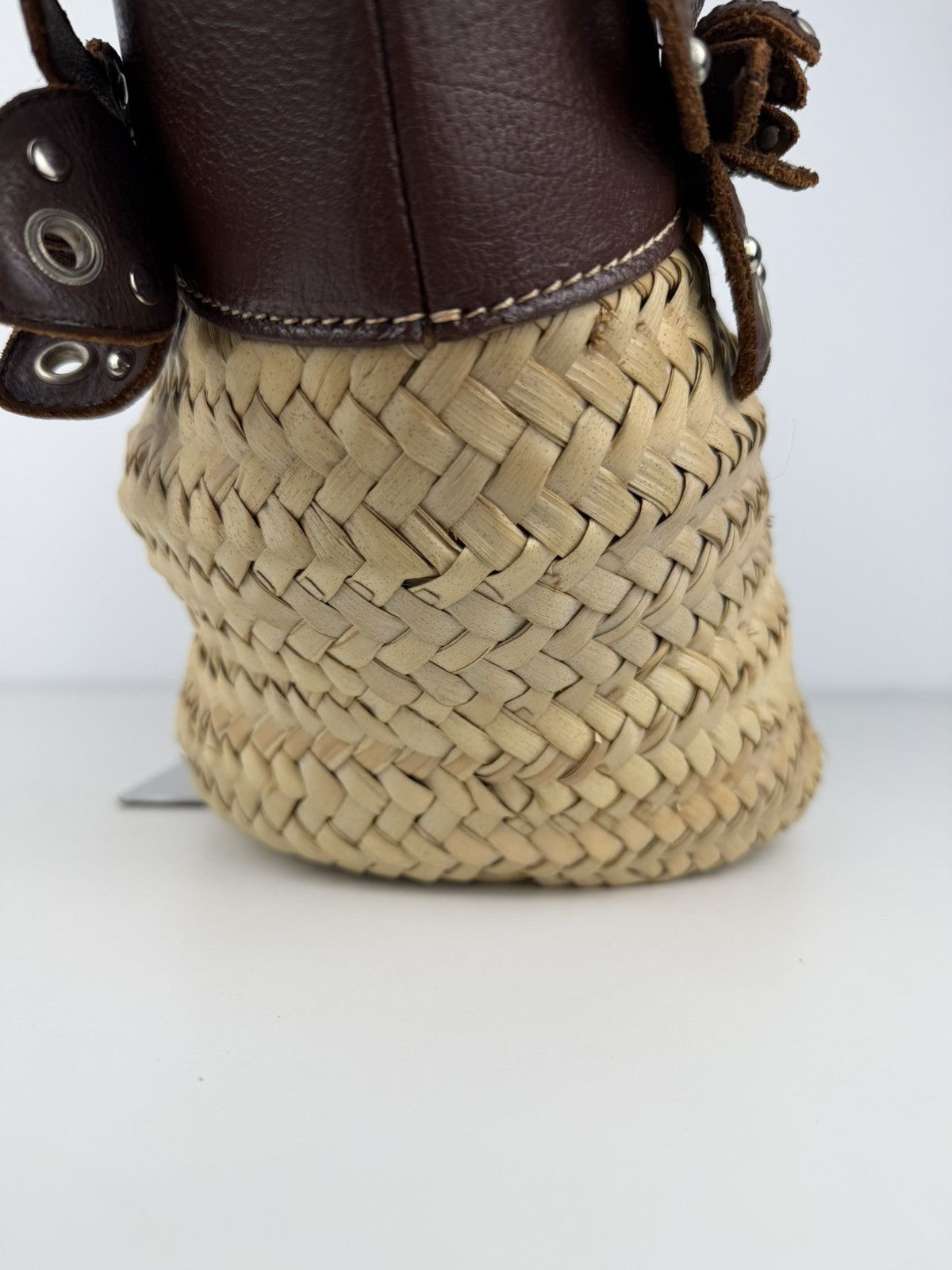 Miu Miu Vintage 90s archive miu miu raffia and leather tote bag Size ONE SIZE - 8 Thumbnail