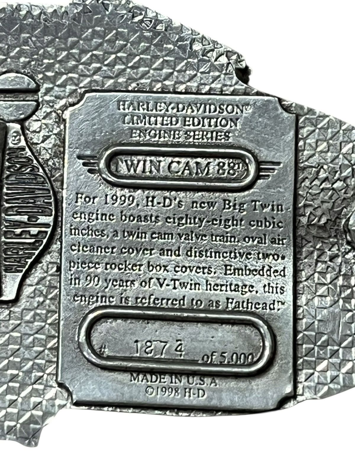 Harley Davidson 🔥©️1998 Harley-Davidson Limited Edition Solid 3D Belt Buckle Size ONE SIZE - 8 Thumbnail