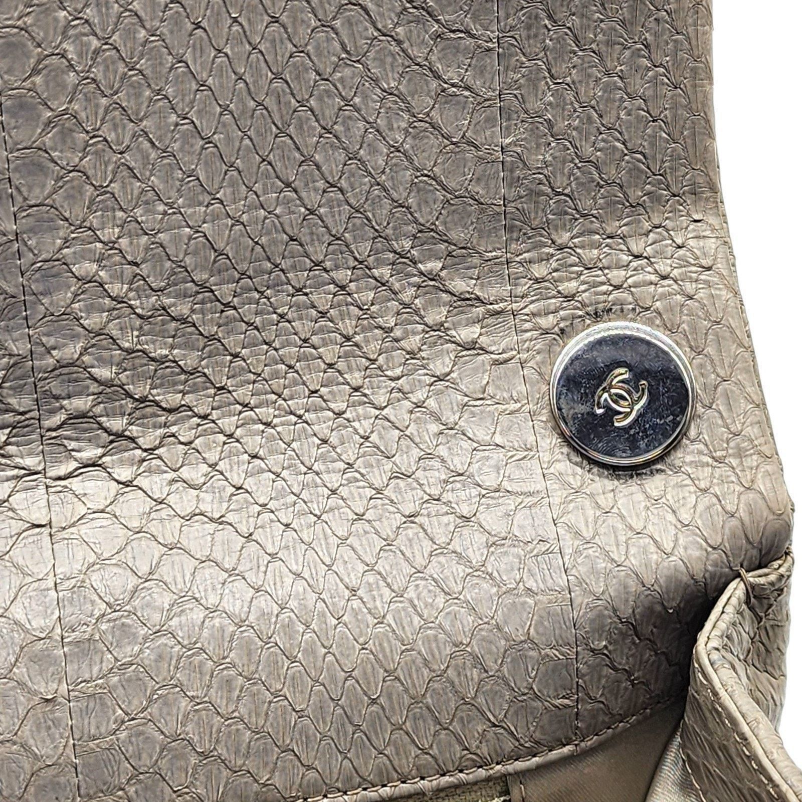 Chanel Python Easy Carry Medium Classic Flap Bag Top Handle Beige Size ONE SIZE - 10 Thumbnail