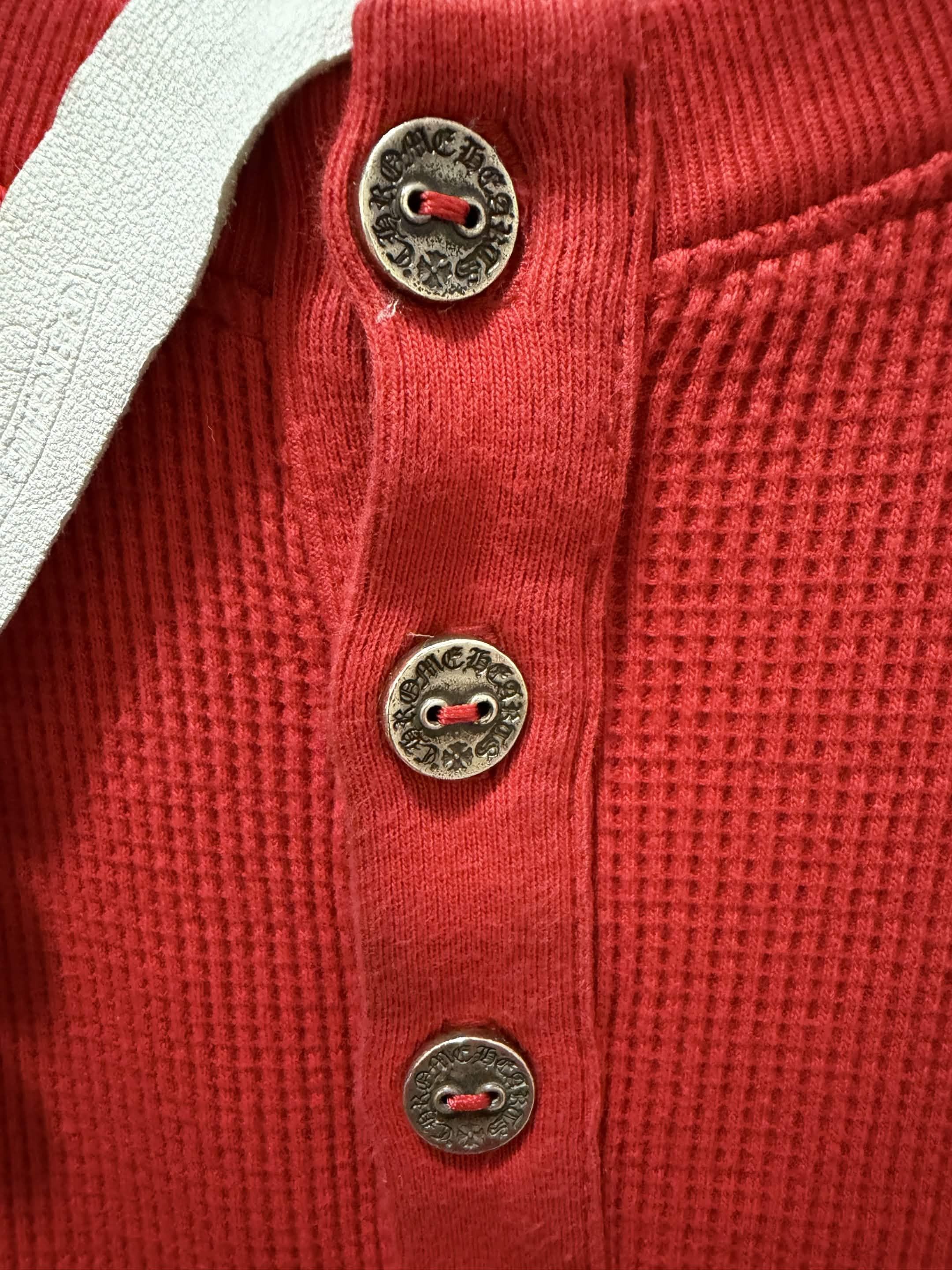 Chrome Hearts Triple embroidered cross thermal waffle knit Henley Size US M / EU 48-50 / 2 - 3 Thumbnail