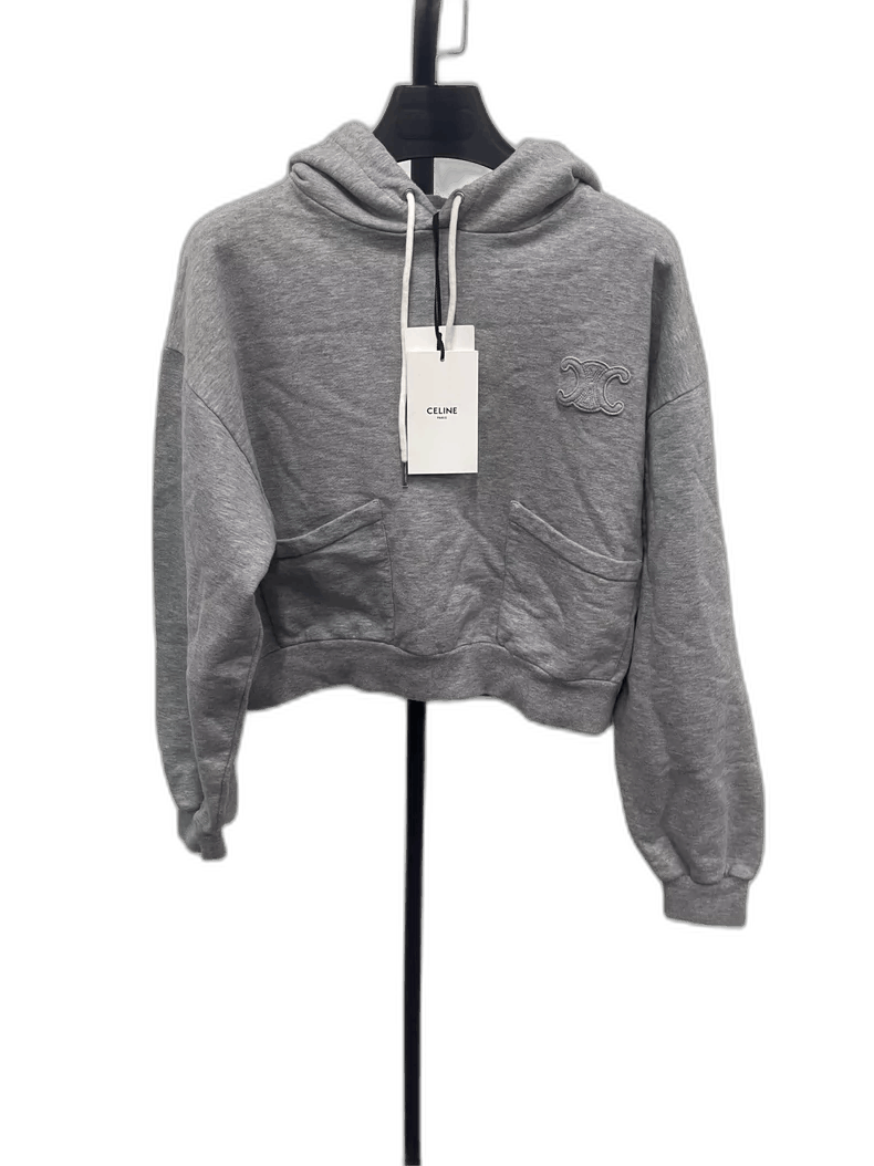 Celine Celine Gray Long Sleeve Hooded Sweatshirt Size US S / EU 44-46 / 1 - 1 Thumbnail