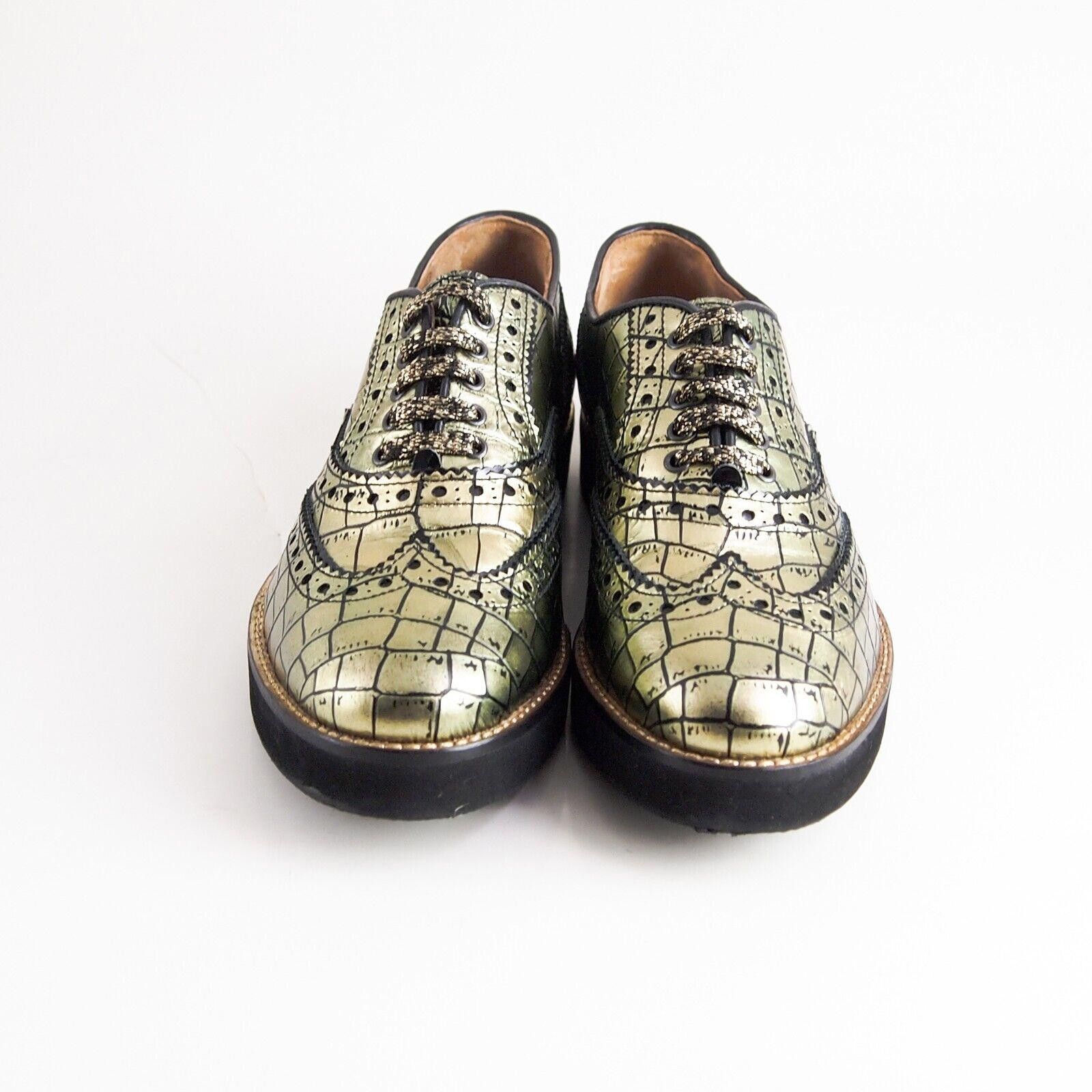 Fratelli Rossetti Fratelli Rossetti Brogues Green Metallic Faux Croc 37 US 7 Size US 7 / IT 37 - 5 Thumbnail