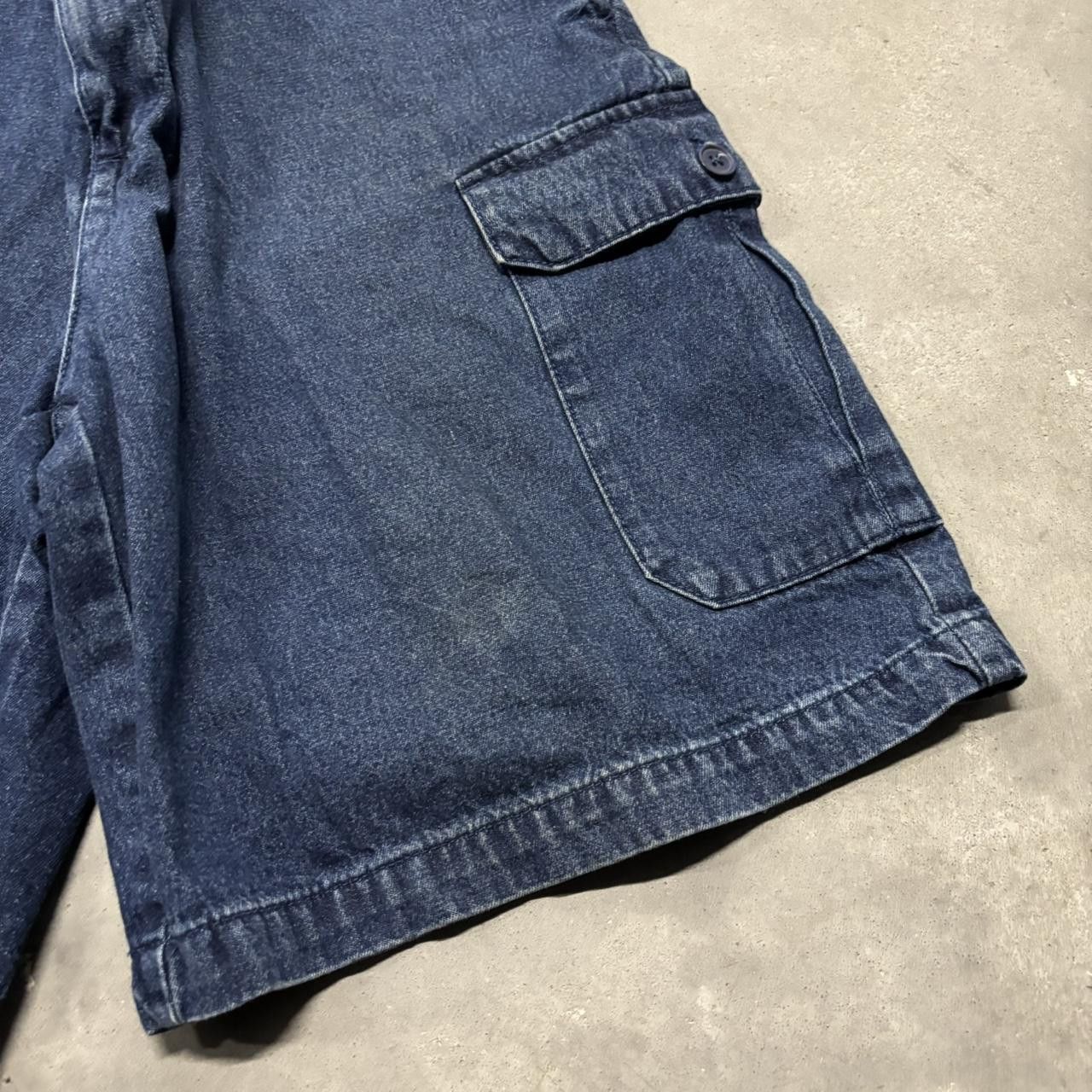 Japanese Brand × Vintage Crazy Vintage Y2K/2000s Baggy Blue Denim Cargo Jean Shorts Jorts! Size US 34 / EU 50 - 4 Thumbnail