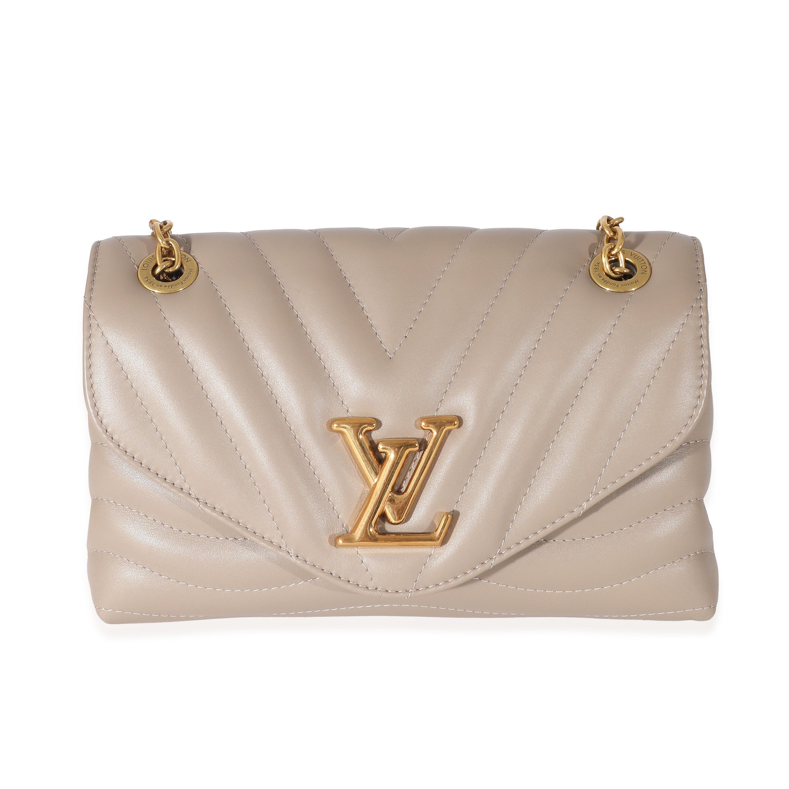 image of Louis Vuitton Taupe Calf Leather New Wave Chain Mm in Beige, Women's