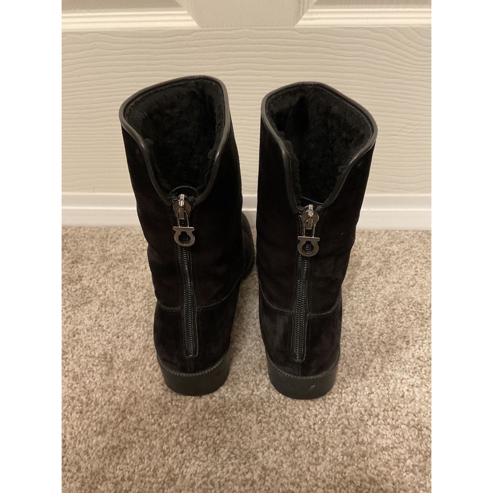 J/Slides J/Slides Black Leather Platform W's Riley Chelsea Boot, 6 Size US 6 / IT 36 - 6 Thumbnail