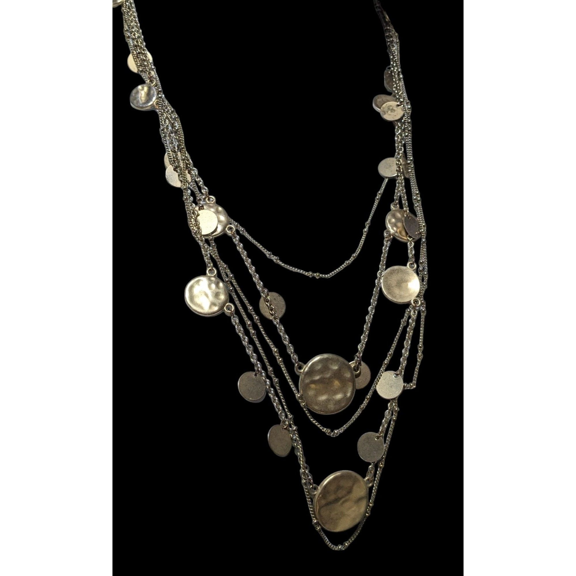 Other Gold Tone Multilayer Hammered Disc Chain Necklace Size ONE SIZE - 3 Thumbnail