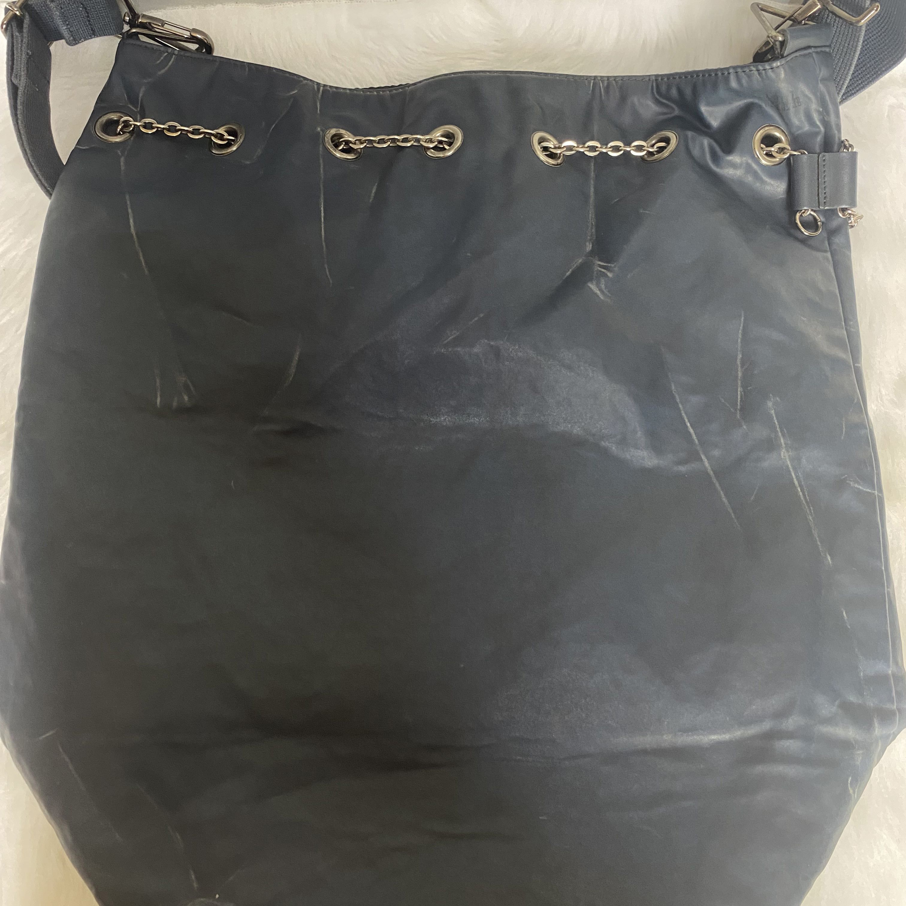 Jean Paul Gaultier Vintage Navy Leather Drawstring Sling Bag Size ONE SIZE - 13 Thumbnail