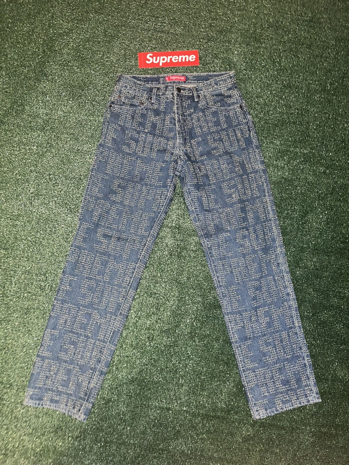 Supreme Supreme Needle Punch Monogram Jeans | Grailed