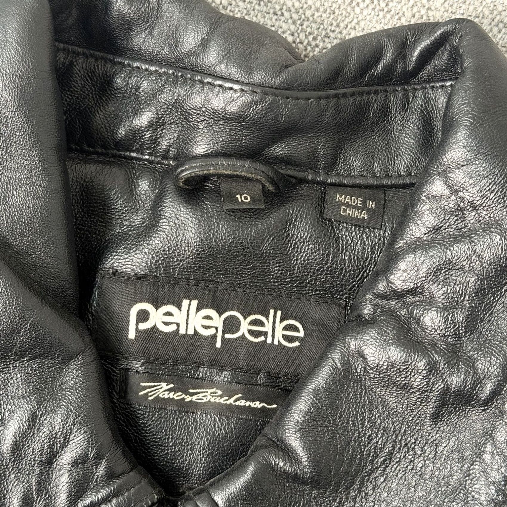 Pelle Pelle VINTAGE Pelle Pelle Black Leather Studded Jacket Rhinestones Womens 10 Bomber Jacket Women Black 10 Womens Size L / US 10 / IT 46 - 3 Thumbnail