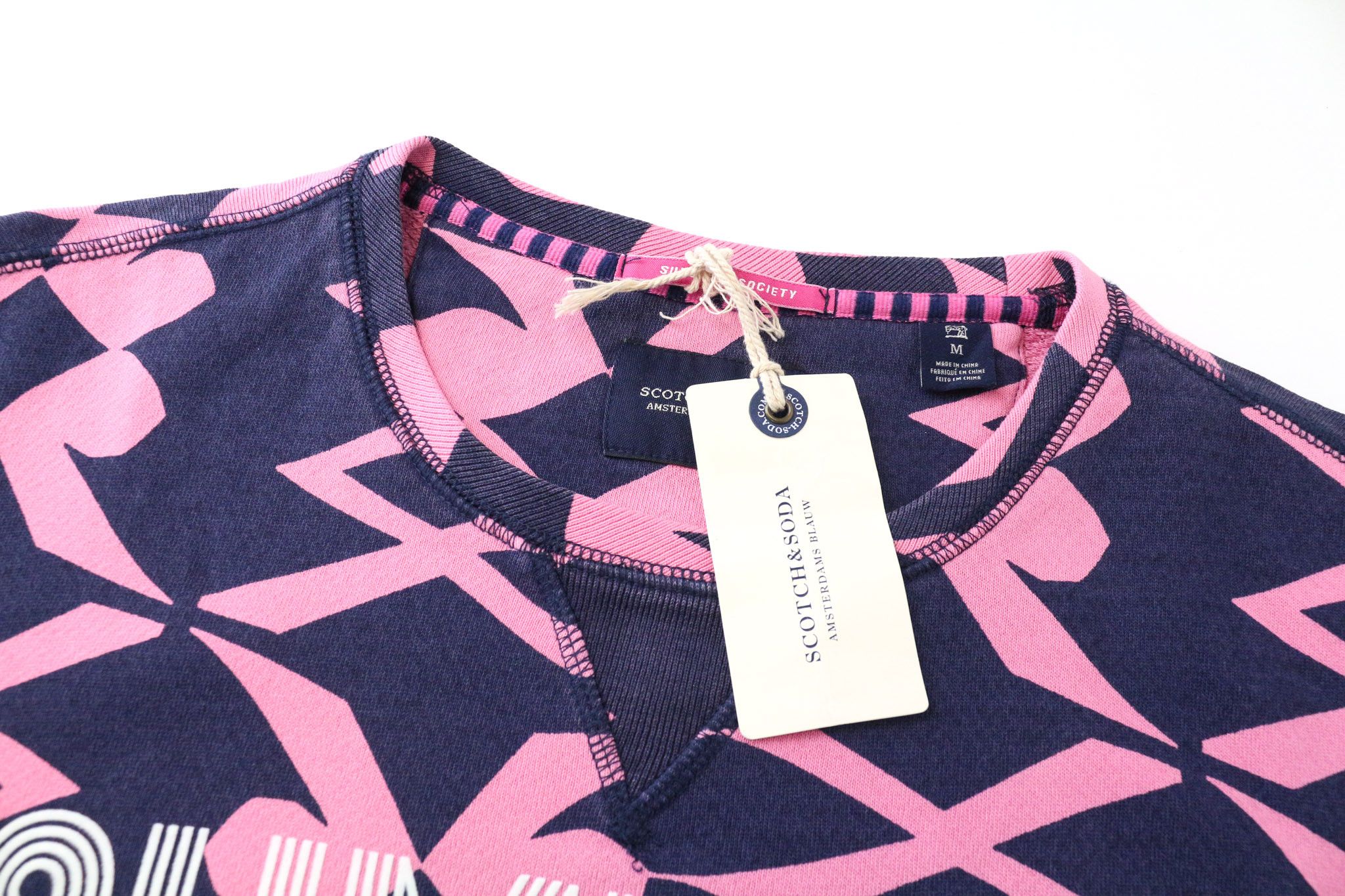 Scotch & Soda M Pink Patterned Cotton Fleece Crew Sweatshirt 74577 Size US M / EU 48-50 / 2 - 3 Thumbnail