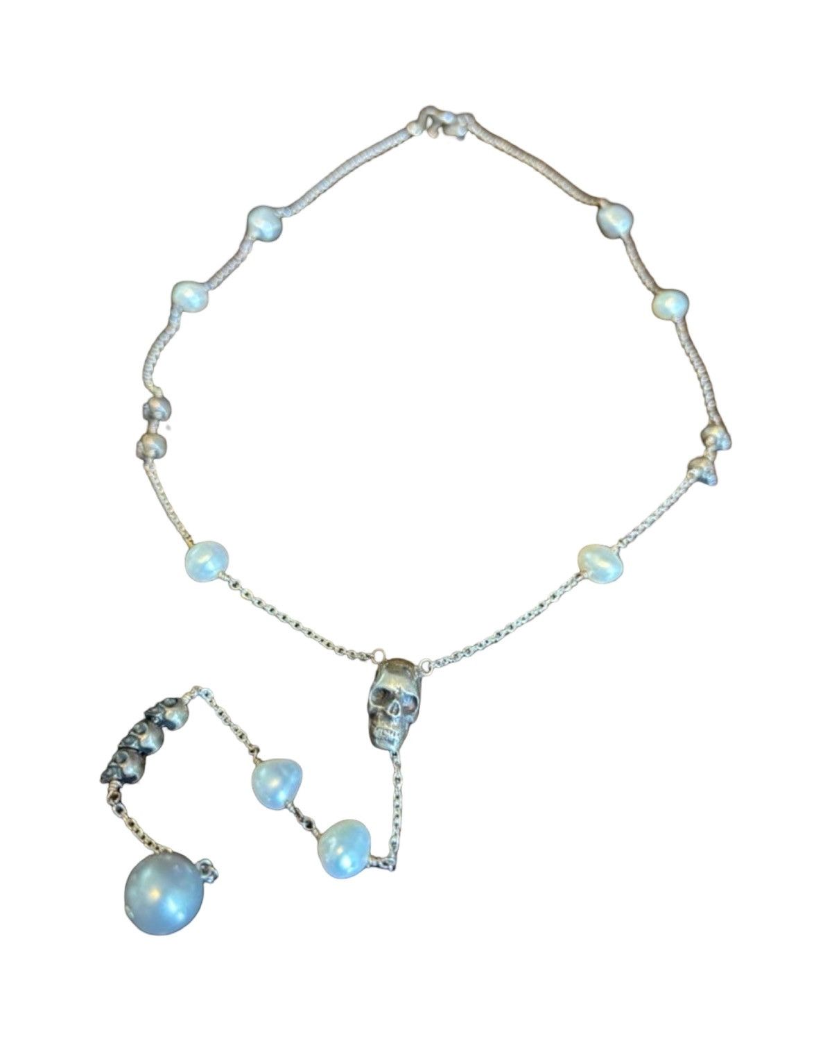 Hysteric Glamour 925 Silver Skull And Pearl Necklace Size ONE SIZE - 1 Thumbnail