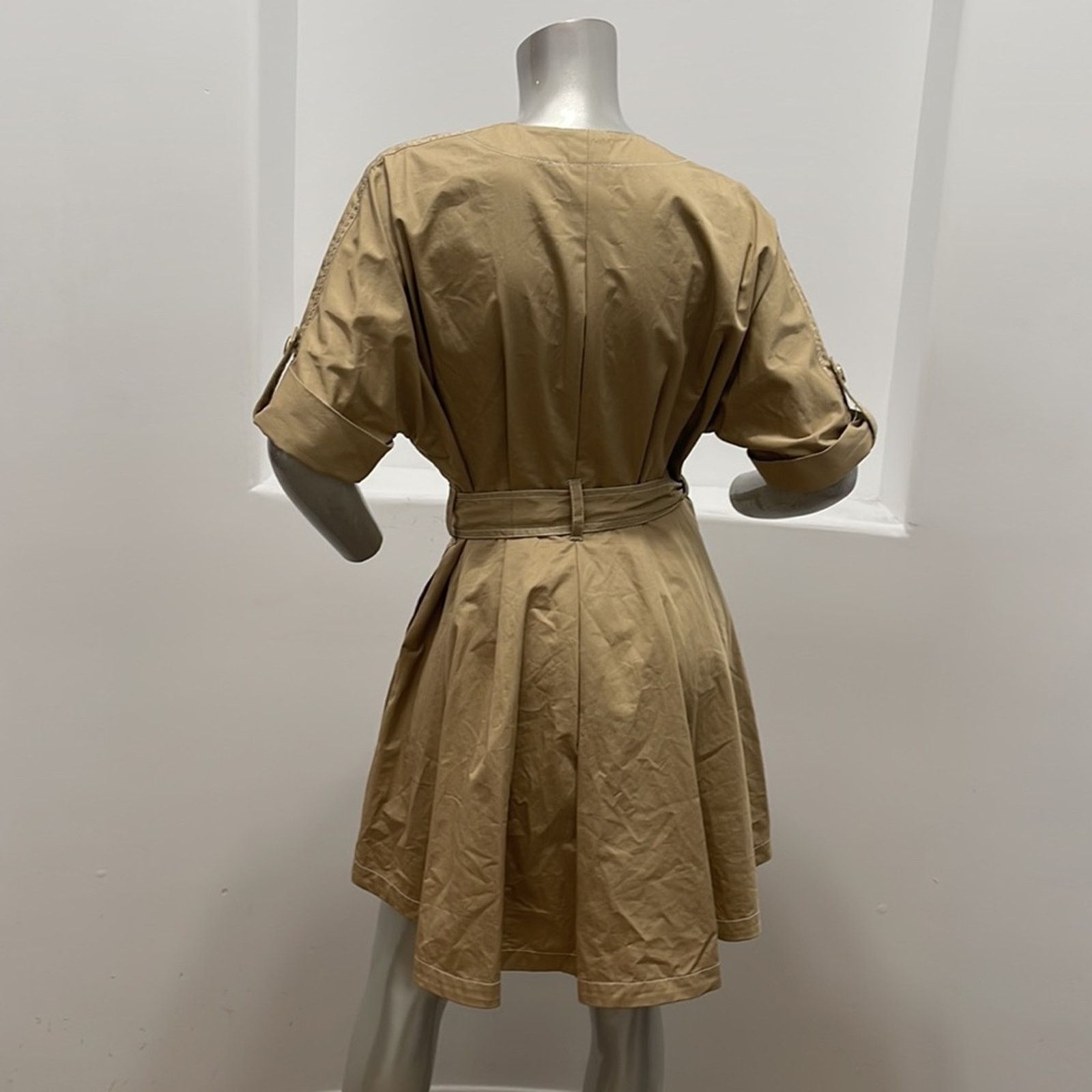 Badgley Mischka Badgley Mischka Belted Khaki Jacket Dress 3/4 Sleeve Size 6 Size M / US 6-8 / IT 42-44 - 2 Thumbnail