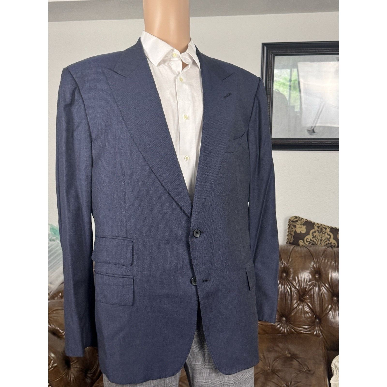 Tom Ford Tom Ford Wool Mohair Navy Wool Blazer Suit Jacket 58R/46US Size 46R - 1 Thumbnail