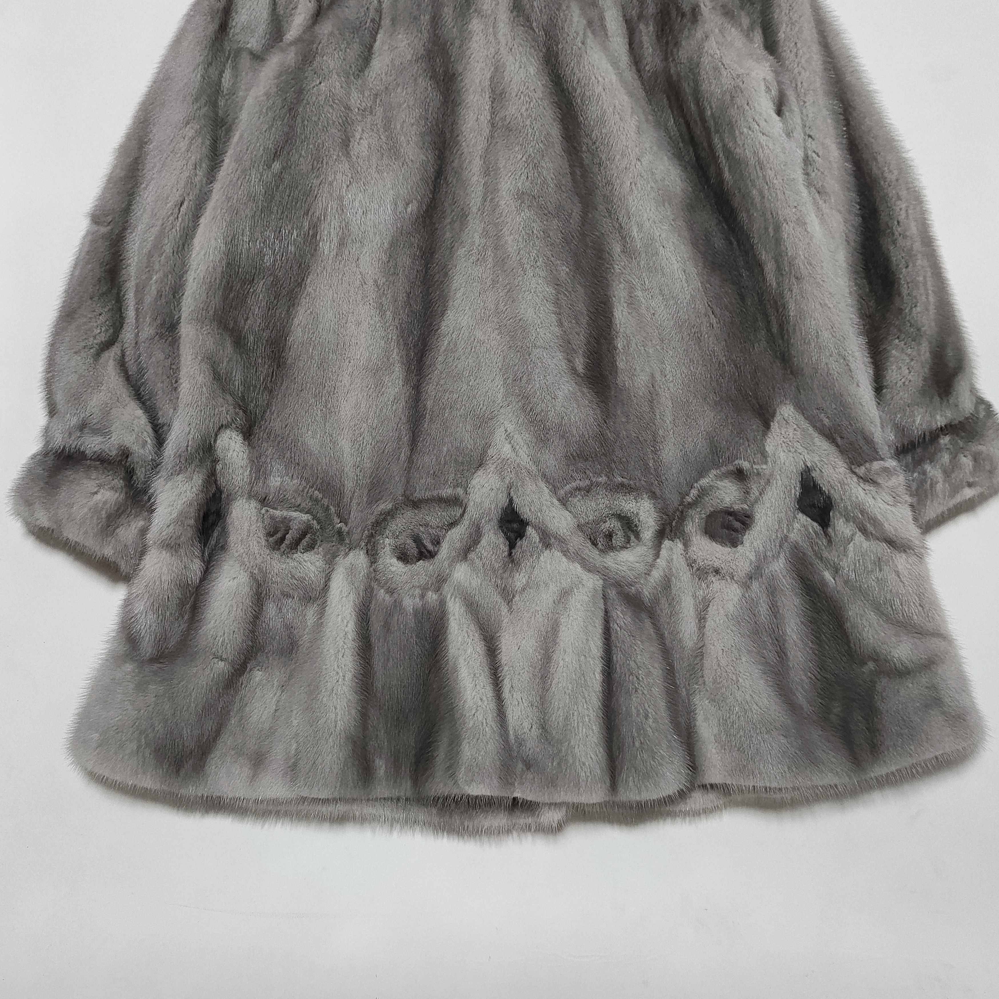 Sagafurs Saga Furs Silver Mink Fur Coat Jacket Size L / US 10 / IT 46 - 8 Thumbnail