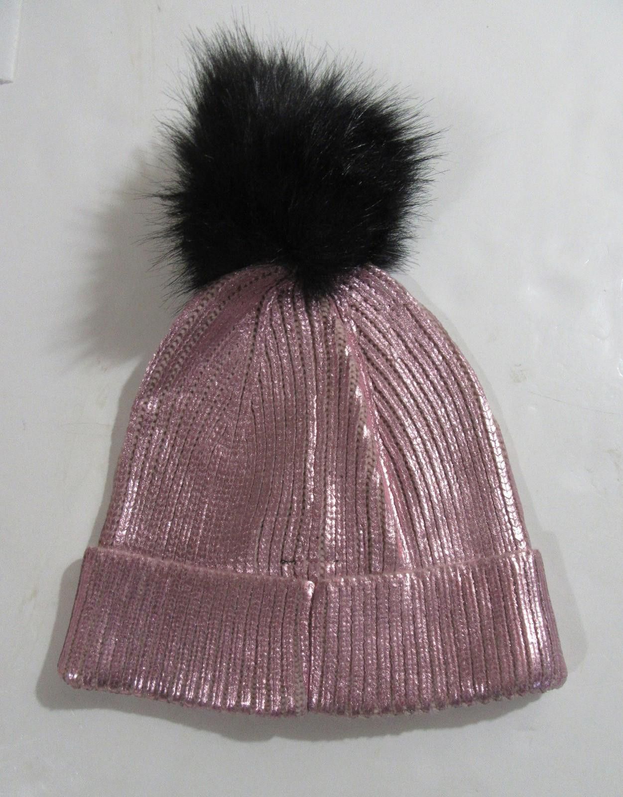 Steve Madden Steve Madden Womens Shiny Beanie Hat with Pom Pink Bling NWT Size ONE SIZE - 1 Thumbnail