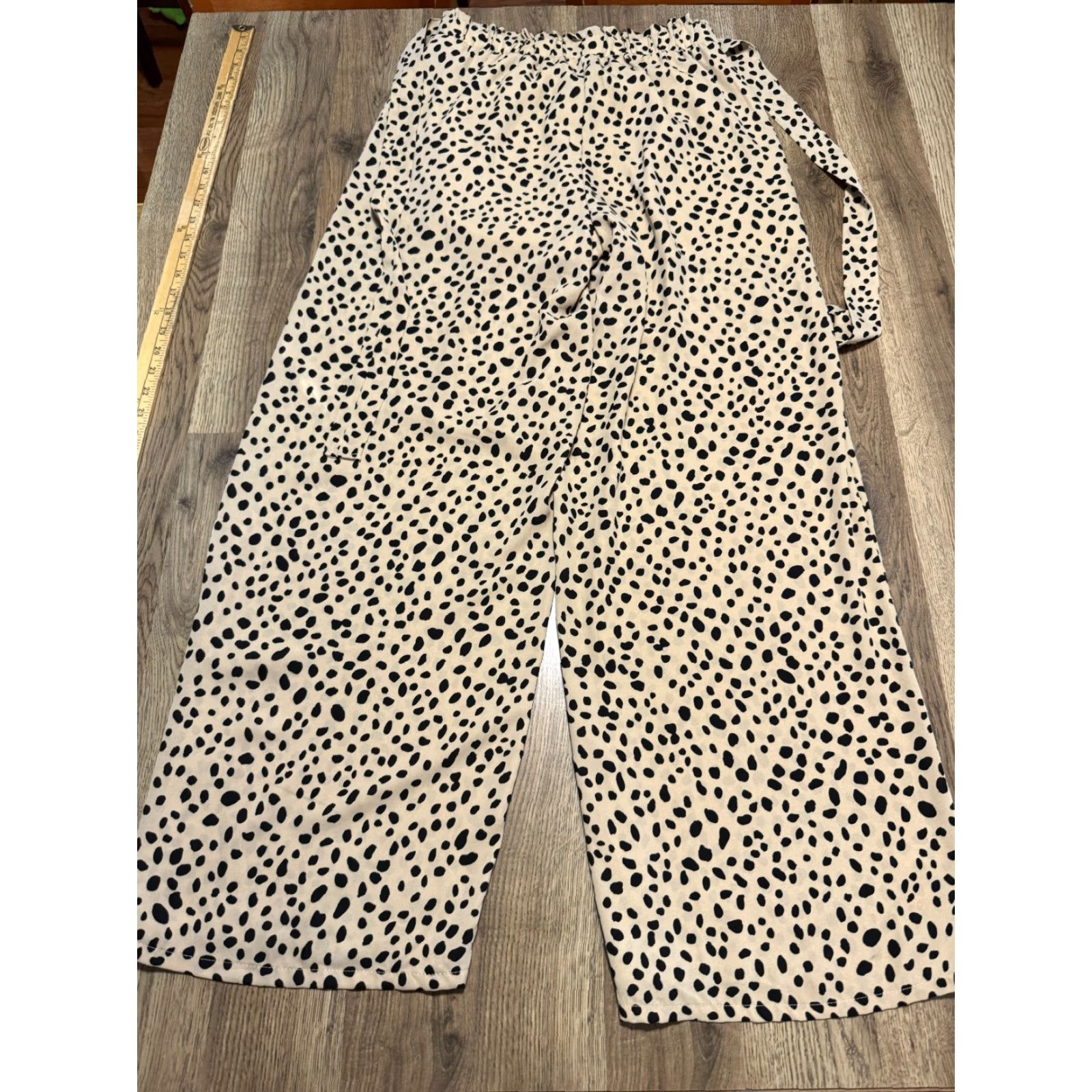 Vintage Vanilla bay Pants Women's Size Large Brown Tie Waist High Rise Polka dots Dress Pants Size 36" / US 14 / IT 50 - 2 Thumbnail