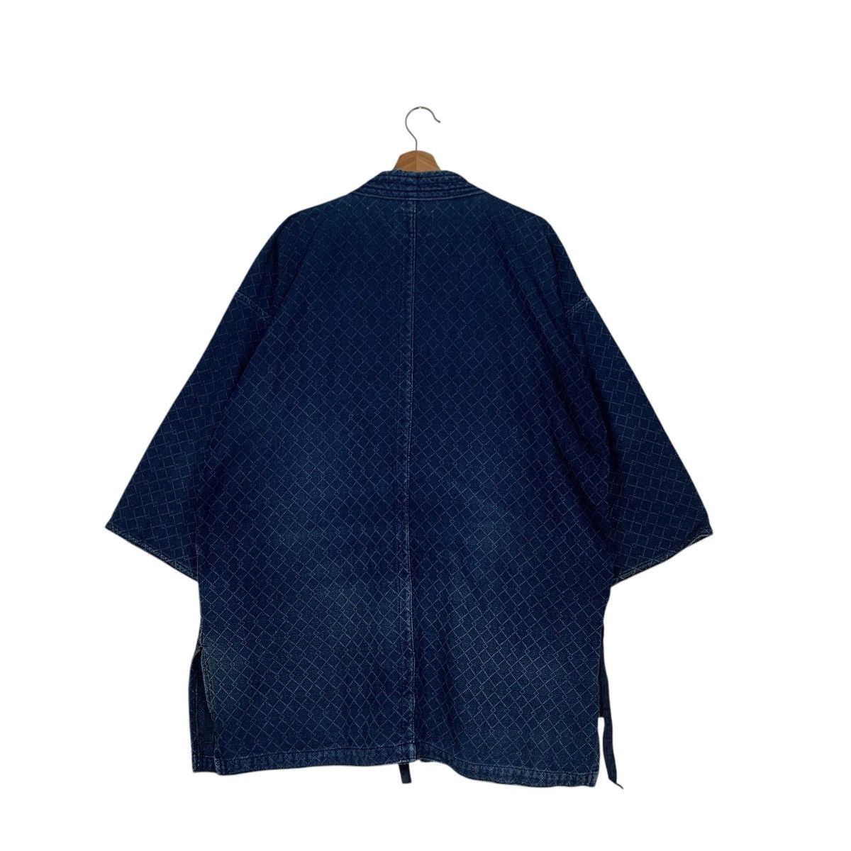 Vintage 90's Blue Indigo Sashiko Thick Weave Kimono #2742-C123 Size US L / EU 52-54 / 3 - 18 Thumbnail